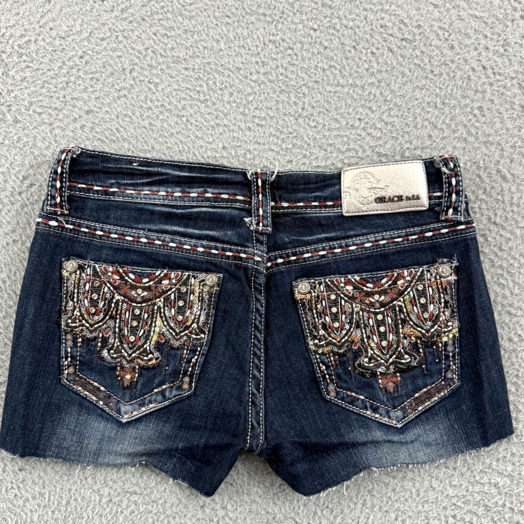 Grace in LA Grace In LA Denim Shorts Women 26 Blue Mid Rise Cut-Off Stretch Vintage No Size 26" / US 2 / IT 38 - 5 Thumbnail