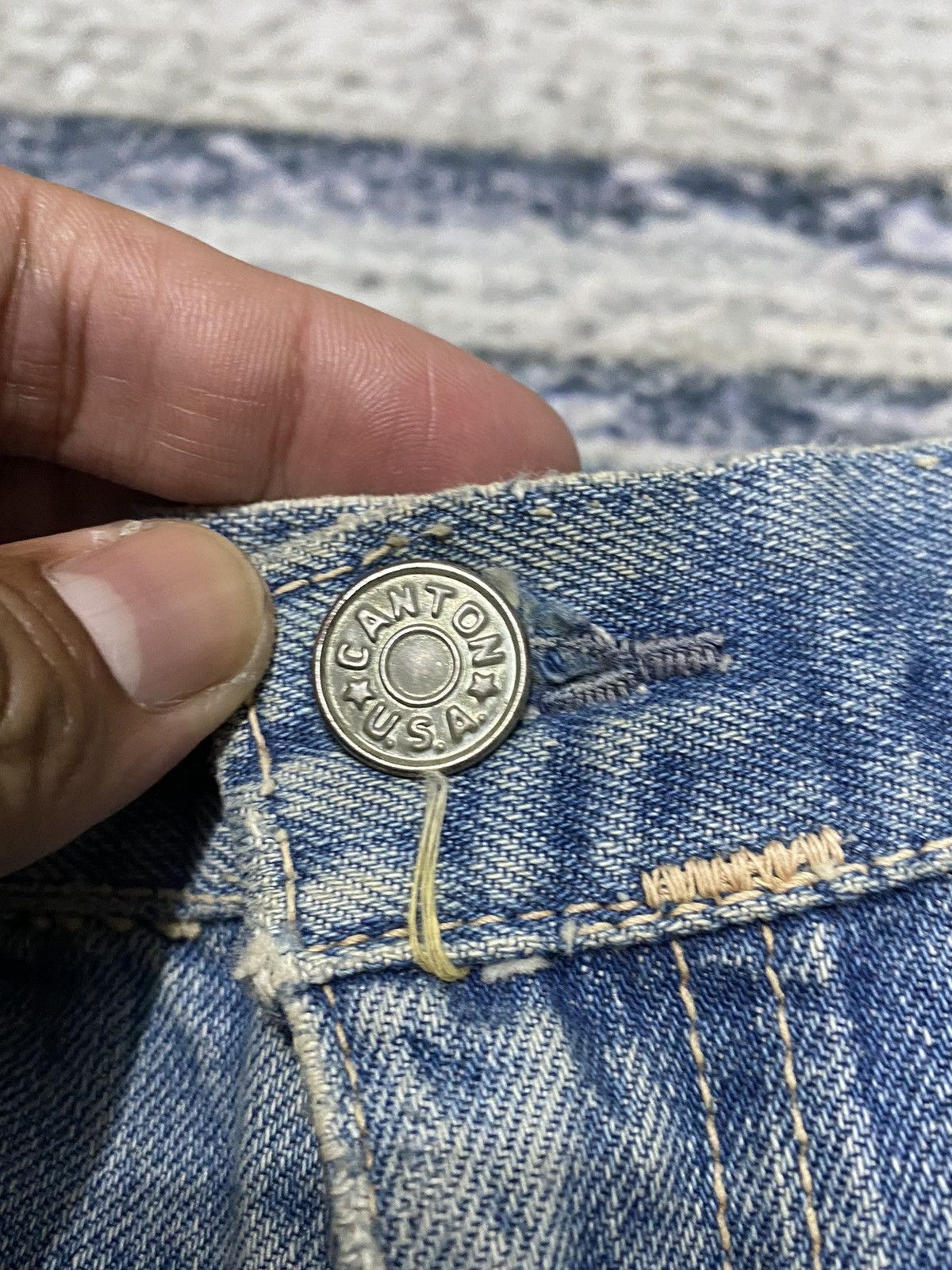 Vintage Vintage Distressed 70's CANTON Bootcut Half Selvedge Jeans Size US 32 / EU 48 - 8 Thumbnail