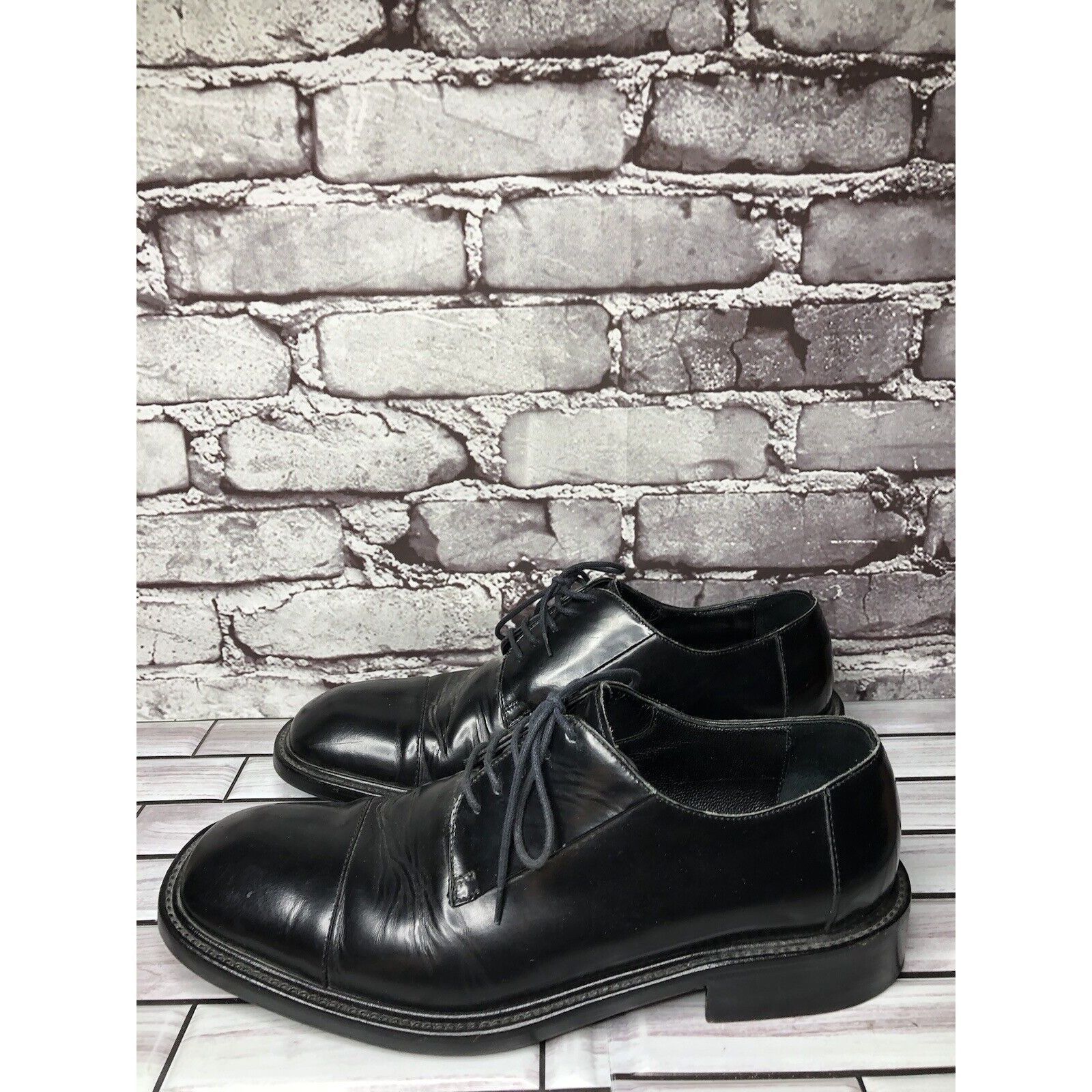 Other LAUDINO CACCIN Black Leather Cap Toe Oxfords Lace Dress Shoe Size US 9 / EU 42 - 17 Thumbnail