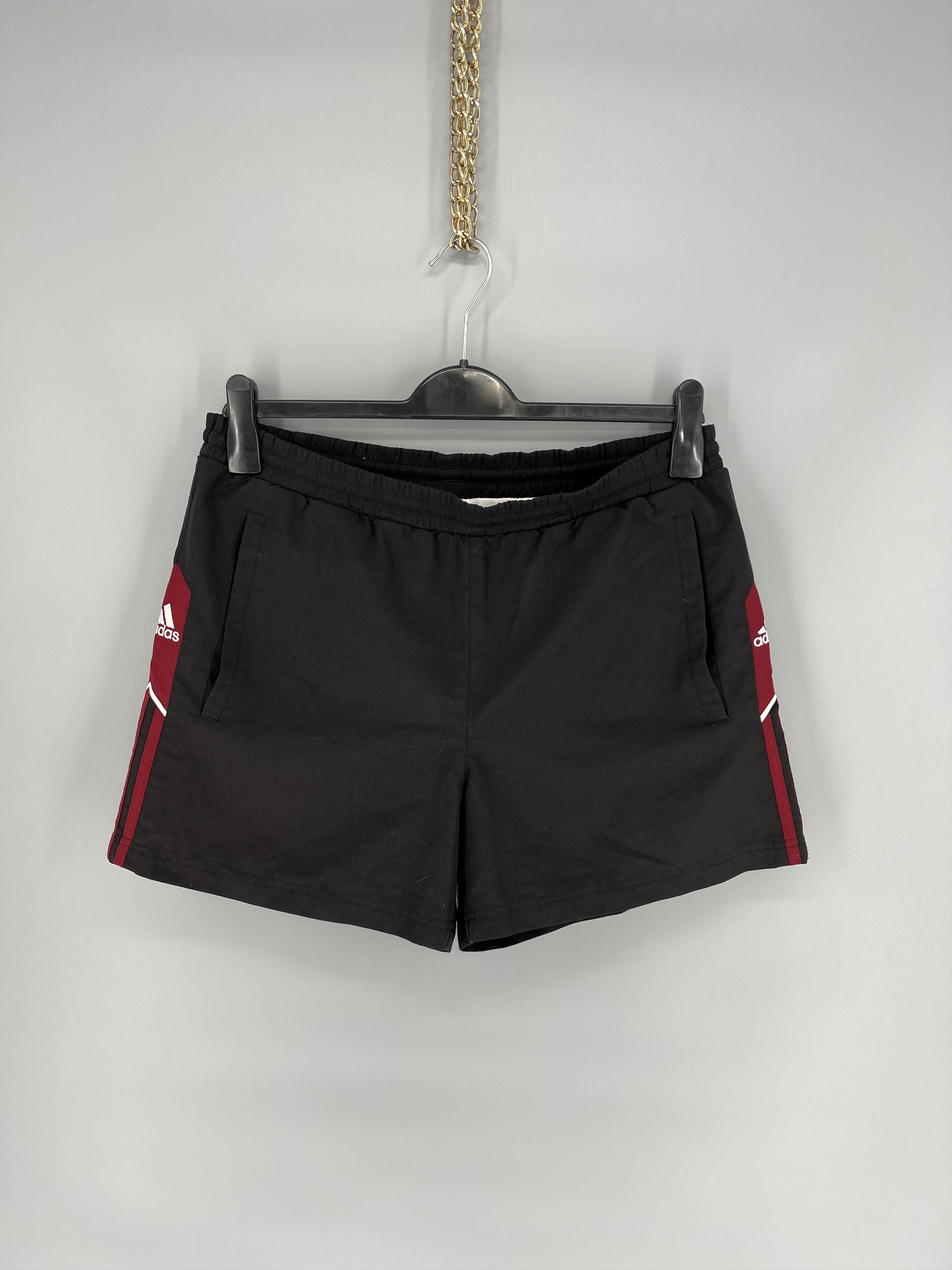 Adidas 90s Vintage Adidas Black Nylon Mini Logo Shorts Travis Style Size US 34 / EU 50 - 1 Thumbnail