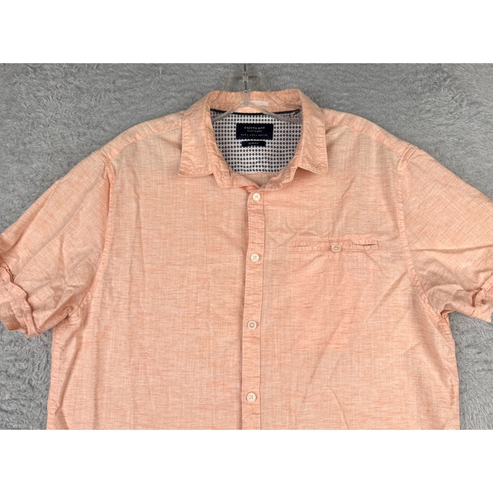 Vintage Cactus Man Shirt Adult Large Pink Orange slim Fit Cotton Lyocell Blend Size US L / EU 52-54 / 3 - 4 Thumbnail
