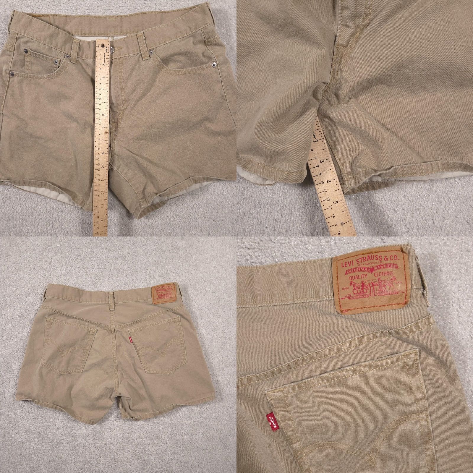 Levi's VINTAGE Levi's Shorts Womens 14 Khaki Cotton Five Pocket Twill Mid Rise Zip Fly Size 36" / US 14 / IT 50 - 8 Thumbnail