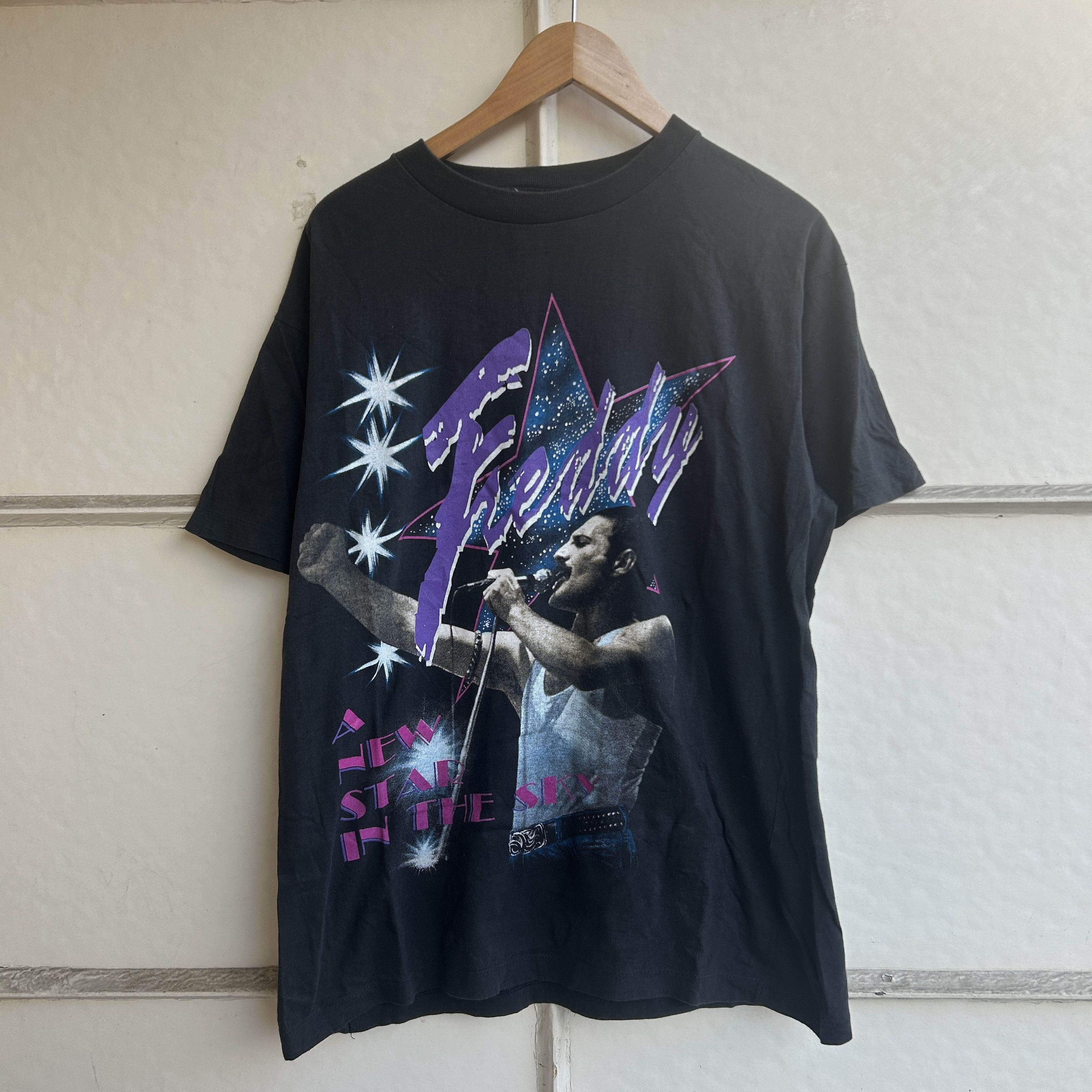 image of Vintage Queen Freddy Freddie Mercury T-Shirt in Black, Men's (Size XL)