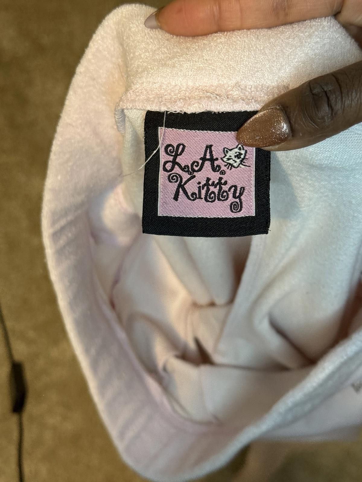 Designer Vintage 2000s LA Kitty Soft Pink Flare leg Sweatpants Size 28" / US 6 / IT 42 - 4 Thumbnail