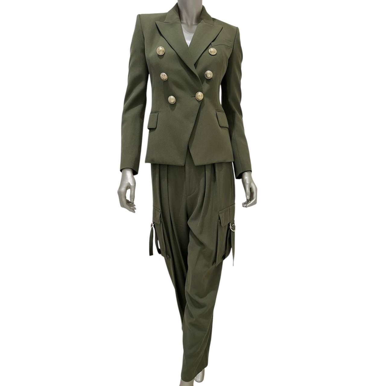 Balmain Balmain Green Twill Suit - EU 36 (S) Size XS / US 0-2 / IT 36-38 - 1 Thumbnail