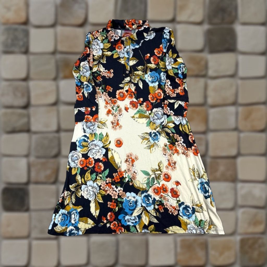 Johnny Was Johnny Was Shirt Dress Womens XS Blue Orange Beige Floral Shirt Dress Womens XS Blue Floral Size XS / US 0-2 / IT 36-38 - 1 Thumbnail