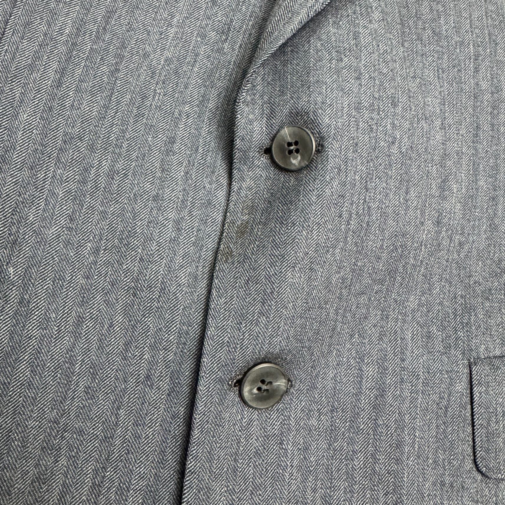 Lanvin VINTAGE Lanvin Barneys NY Wool Blazer Jacket Men Gray Herringbone Notch Single-Breasted 2-Button Dry Clean Only Regular-Fit Chest 40 Size 40R - 5 Thumbnail
