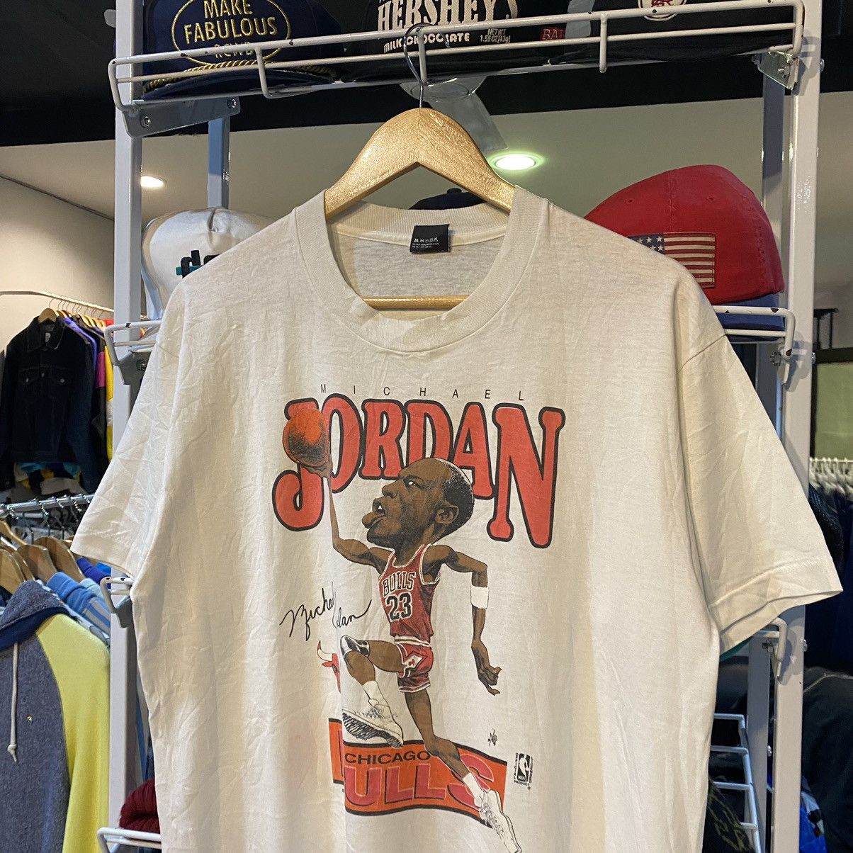 NBA Vintage 80s Michael Jordan Chicago Bulls Screen Stars Shirt Size US L / EU 52-54 / 3 - 3 Thumbnail