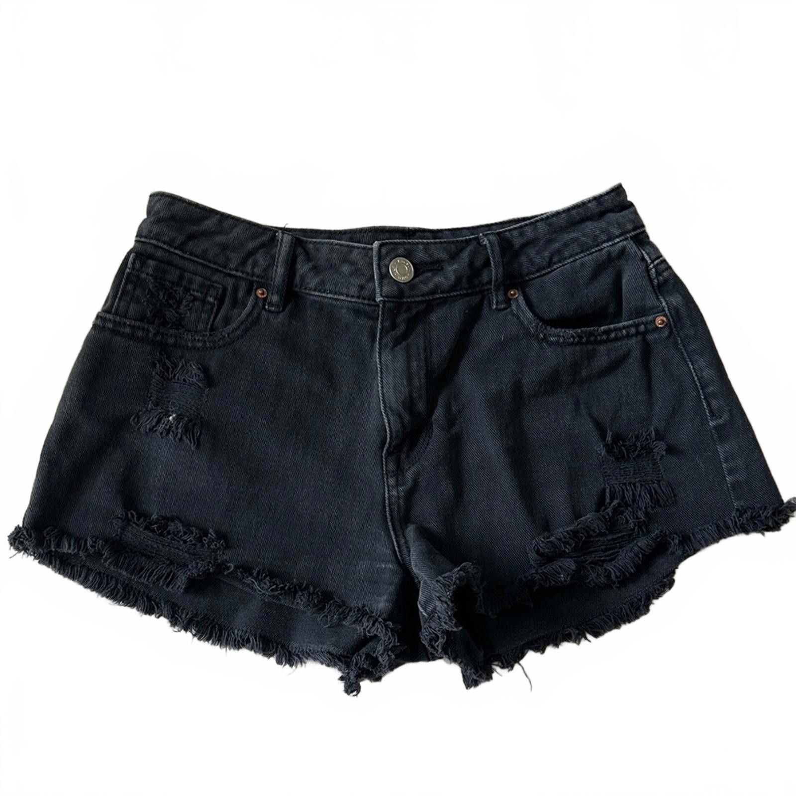 Pacsun PACSUN Black Distressed Denim Shorts Size 25 Size 32" / US 10 / IT 46 - 1 Thumbnail