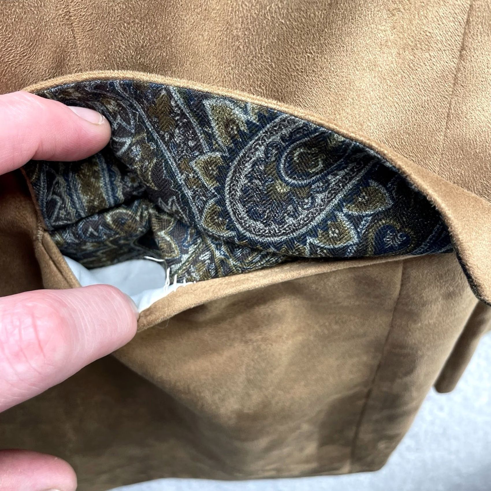 Ralph Lauren Lauren Ralph Lauren Blazer Mens 44R Brown Paisley Lined Stretch Polyester Size 44R - 5 Thumbnail