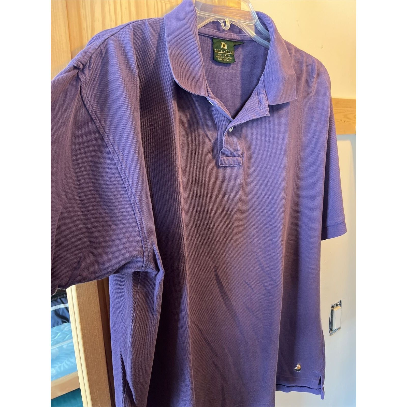 Nordstrom Nordstrom Mens L Purple Short Sleeve Button cotton golf polo Size US L / EU 52-54 / 3 - 4 Thumbnail