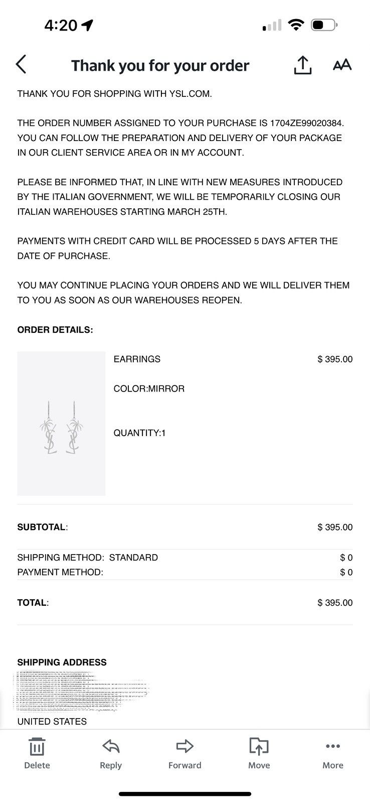 Yves Saint Laurent Yves Saint Laurent (YSL) Cassandre Palm Earrings | Silver Size ONE SIZE - 4 Thumbnail
