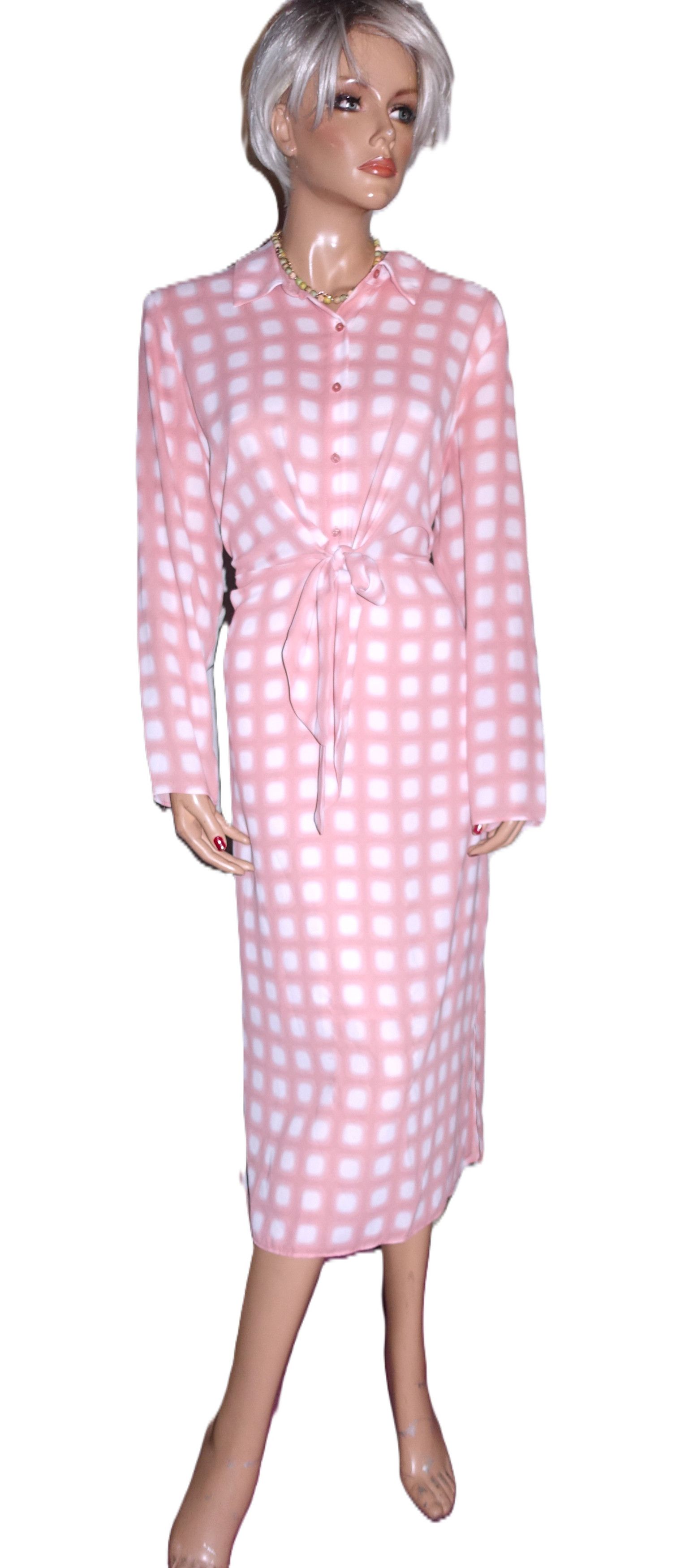 Calvin Klein Calvin Klein Pink White Polka Dot Midi Dress XL Size XL / US 12-14 / IT 48-50 - 2 Thumbnail