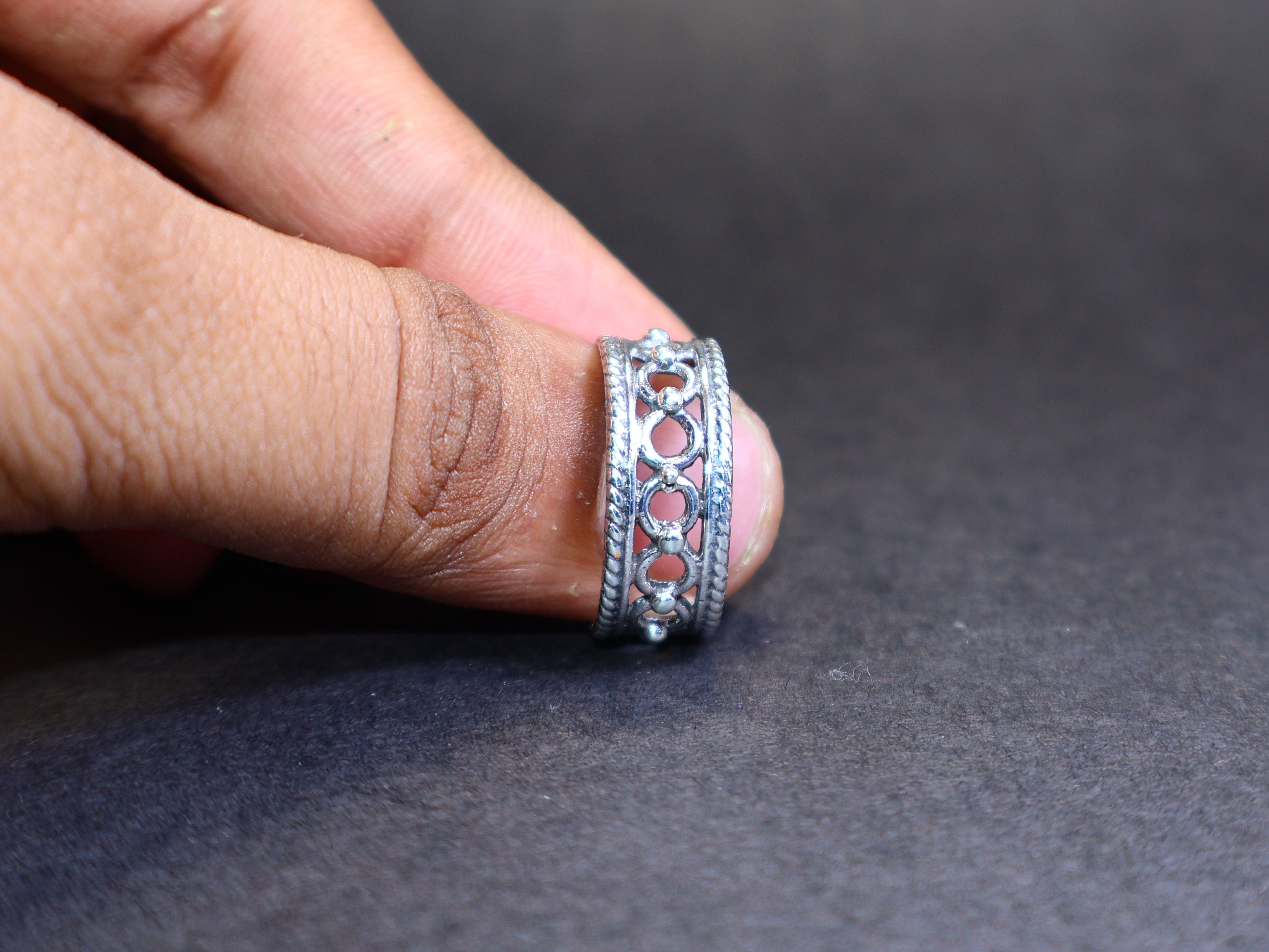Handmade Wide band ring, Handmade Ring, Sterling Silver Women Ring, Size ONE SIZE - 6 Thumbnail