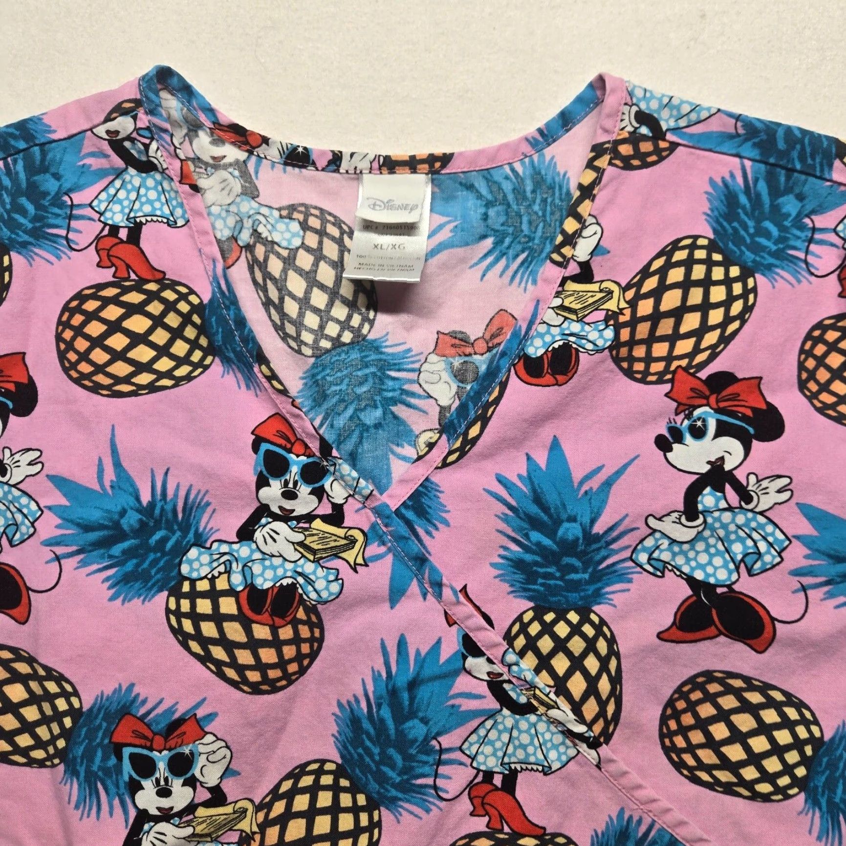 Disney VINTAGE Disney Minnie Mouse Pineapples Nursing Uniform Women XL Pink Cotton 90s Medical Scrub Size US XL / EU 56 / 4 - 2 Thumbnail