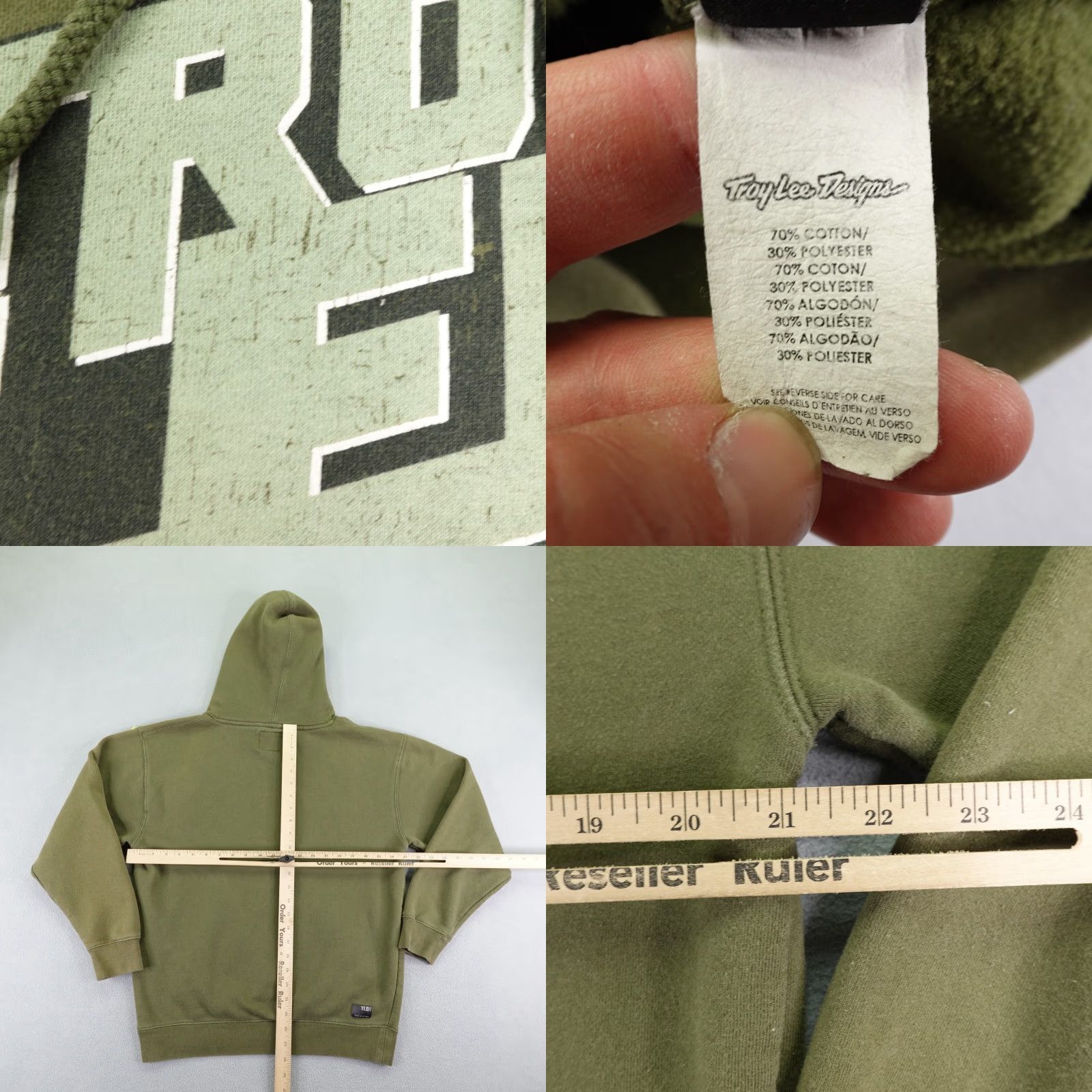 Vintage Troy Lee Designs Hoodie Mens M Green Pullover Racing Motocross Sweatshirt Size US M / EU 48-50 / 2 - 8 Thumbnail