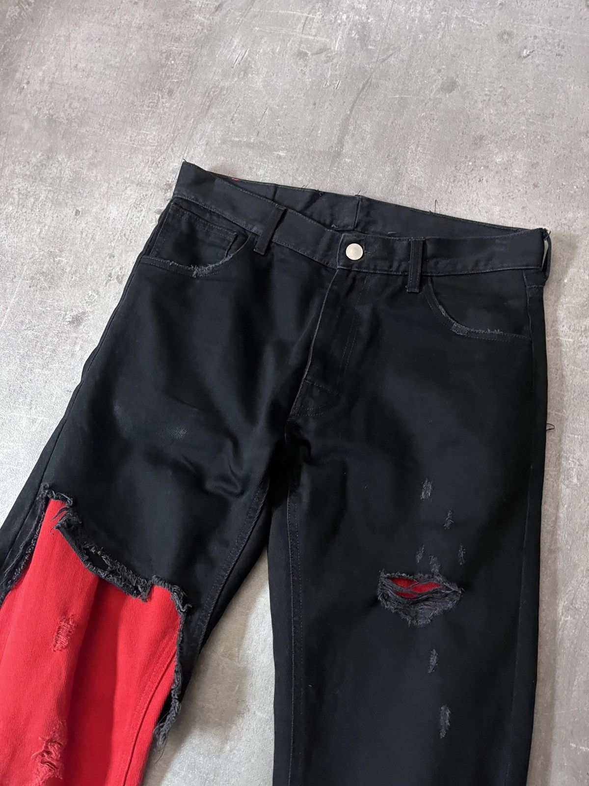 Raf Simons Raf Simons A/W 19 destroyed denim black red jeans rare Size US 32 / EU 48 - 4 Thumbnail