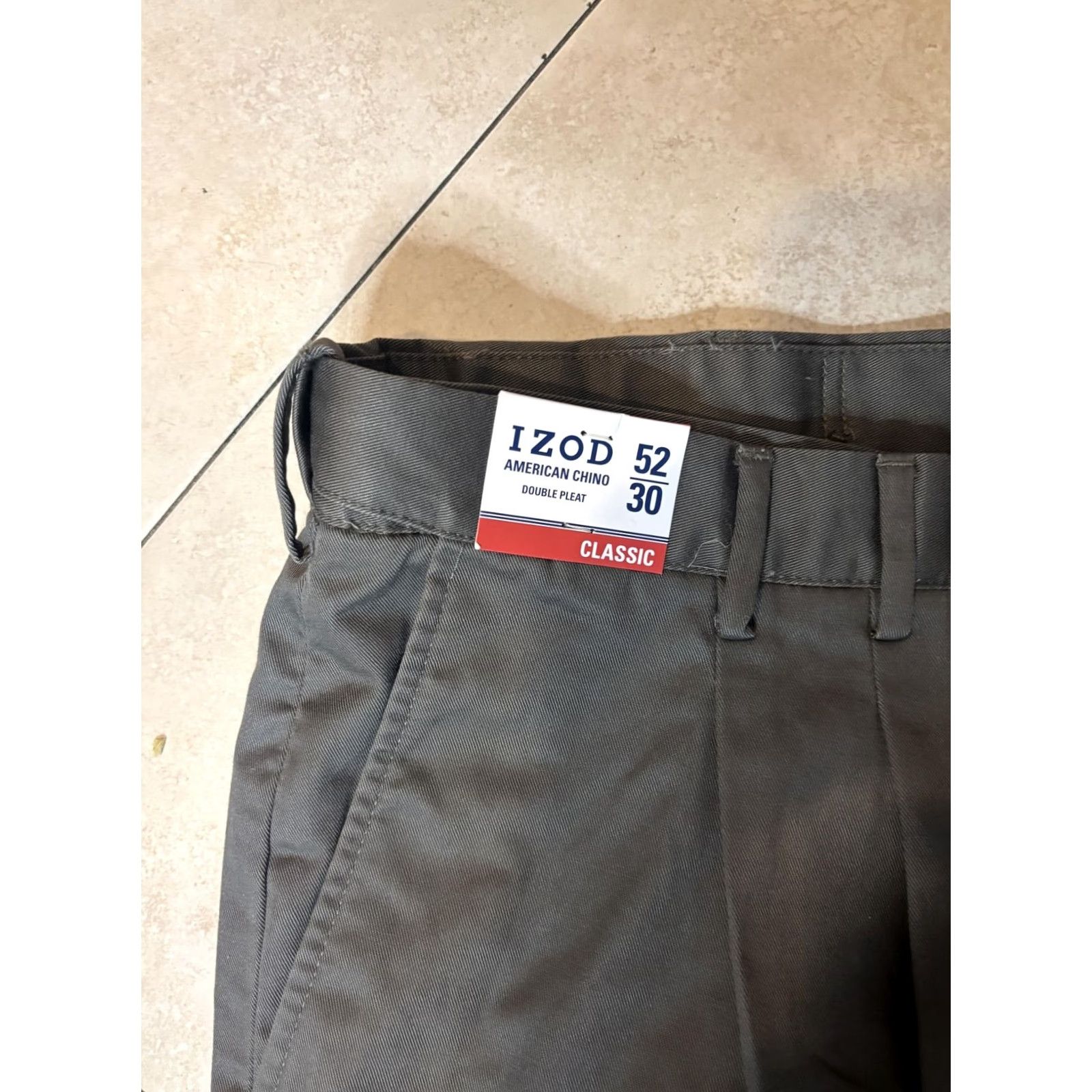 Izod IZOD Men’s Pants Chino 52x30 Big & Tall Green Non Iron Classic Double Pleat Size US 36 / EU 52 - 2 Thumbnail