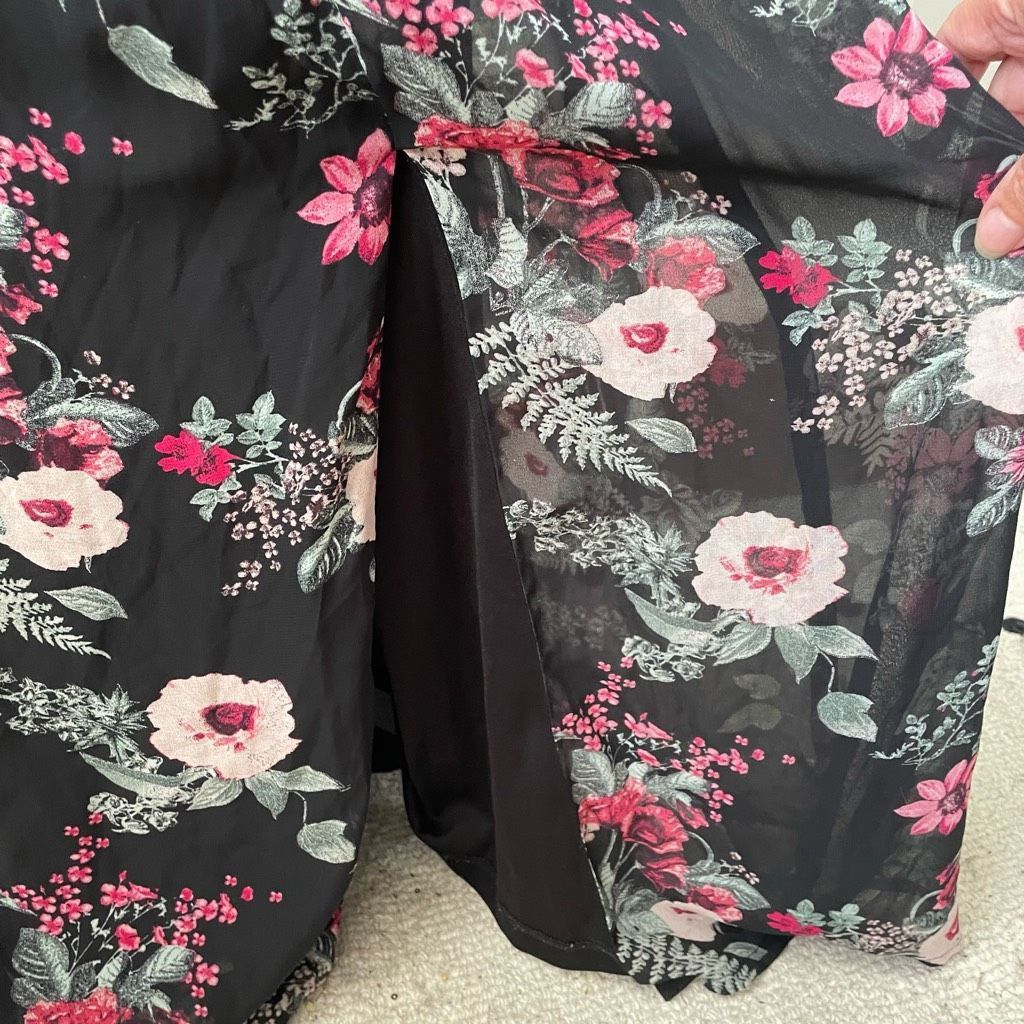 Other Jones Studio Chiffon Floral Maxi Dress Black Pink 16 Size XXL / US 16-18 / IT 52-54 - 5 Thumbnail