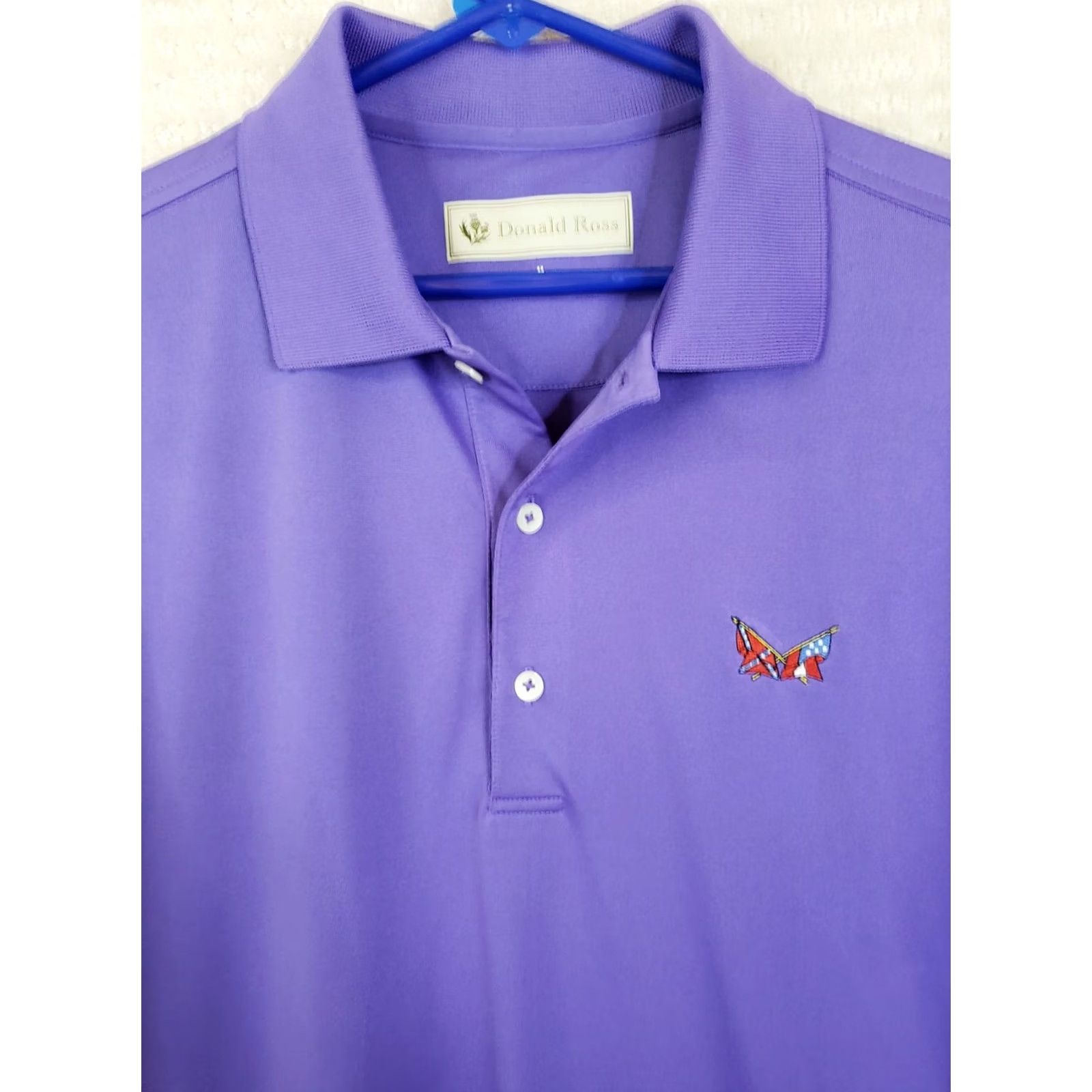 Vintage Donald Ross Sport Polo Shirt Men's M Purple Geometric Logo Flags Polo Golf Polo Shirt Mens M Purple Size US M / EU 48-50 / 2 - 3 Thumbnail