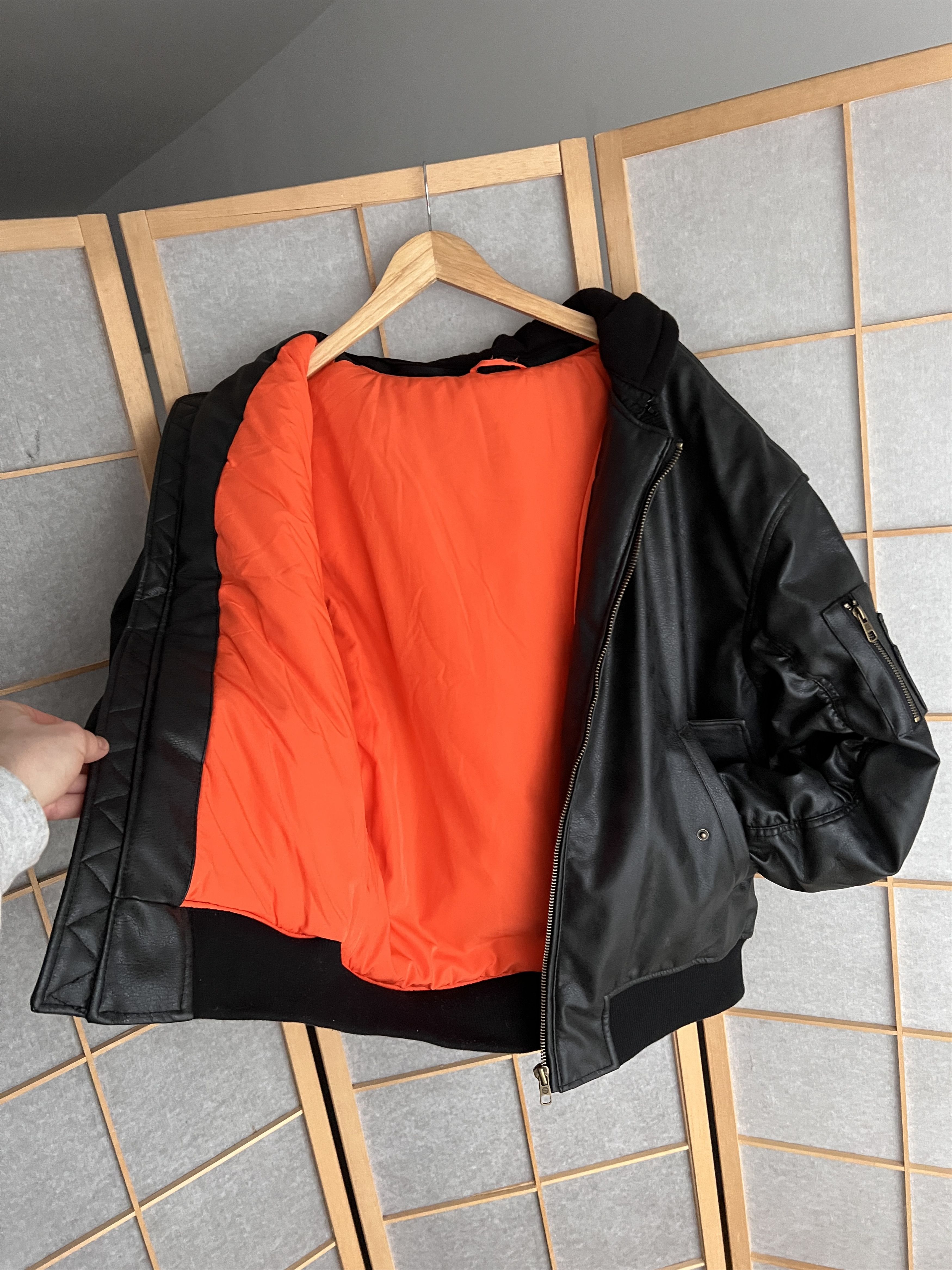 MA-1 leather bomber jacket y2k baggy opium boxy flyer army