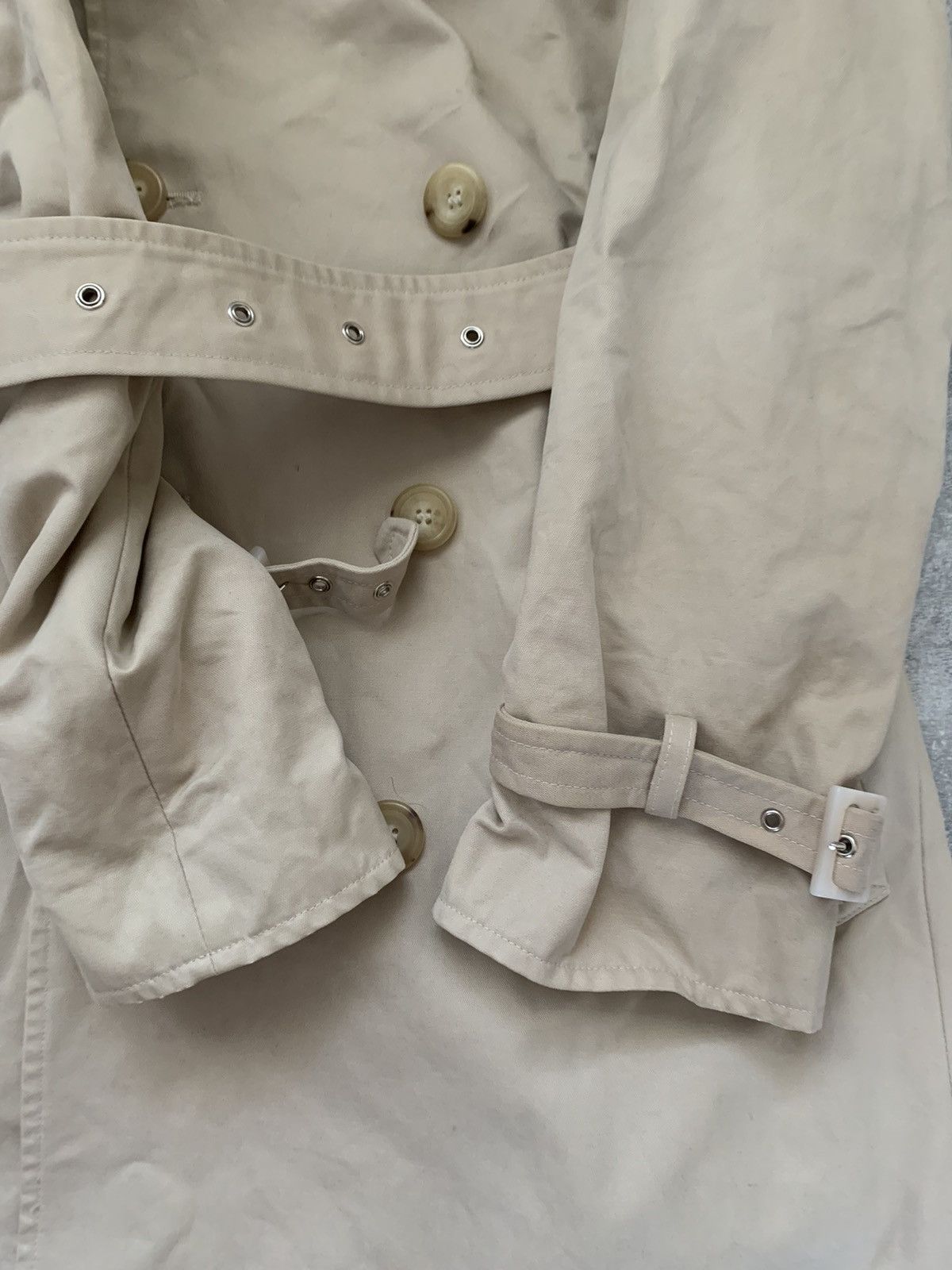 A.P.C. × Vintage APC Tan Trench Coat Womens Jacket Belted Beige Size XS / US 0-2 / IT 36-38 - 17 Thumbnail