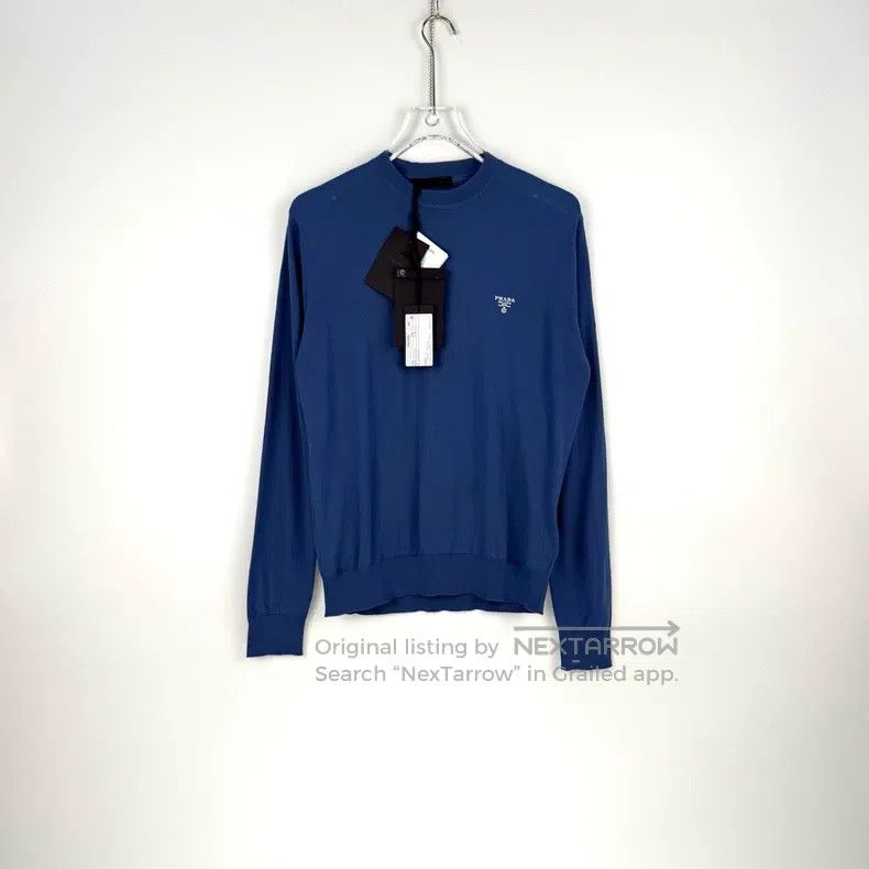 Prada Prada Blue classic embroidered logo sheep wool sweater Size US S / EU 44-46 / 1 - 3 Thumbnail