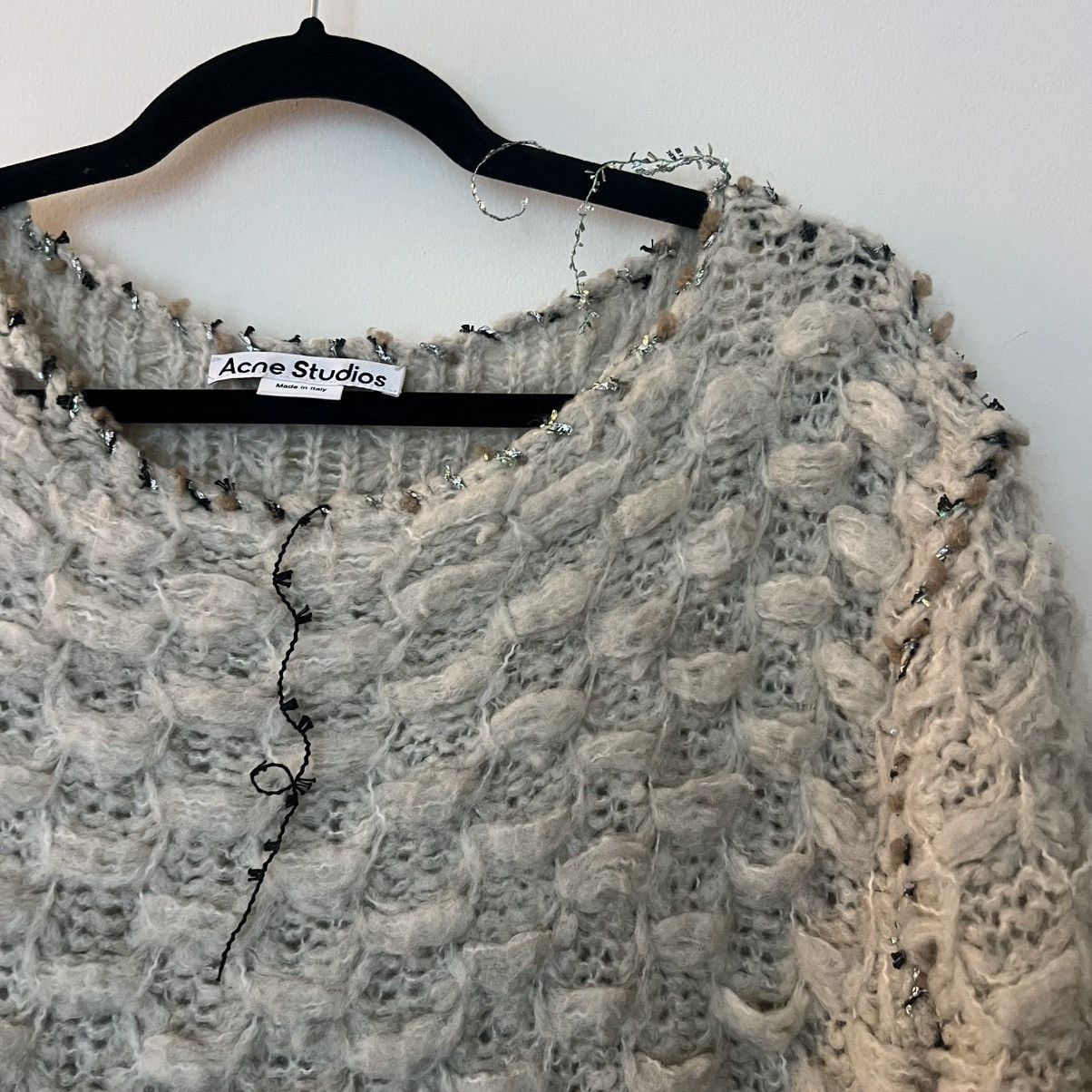 Acne Studios Acne Studios Off White Distressed Embellished Sweater Size US M / EU 48-50 / 2 - 2 Thumbnail