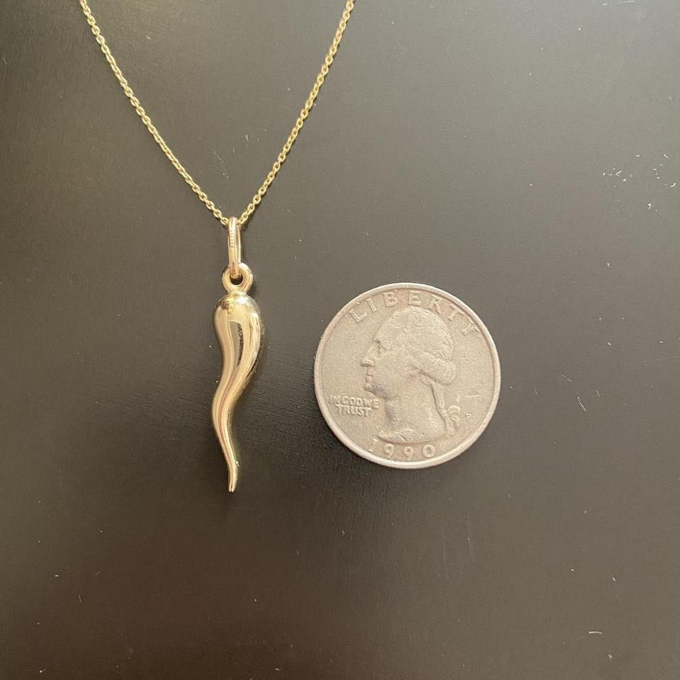 Other Real Gold Solid 14k Gold Italian Horn and Chain Set Size ONE SIZE - 4 Thumbnail