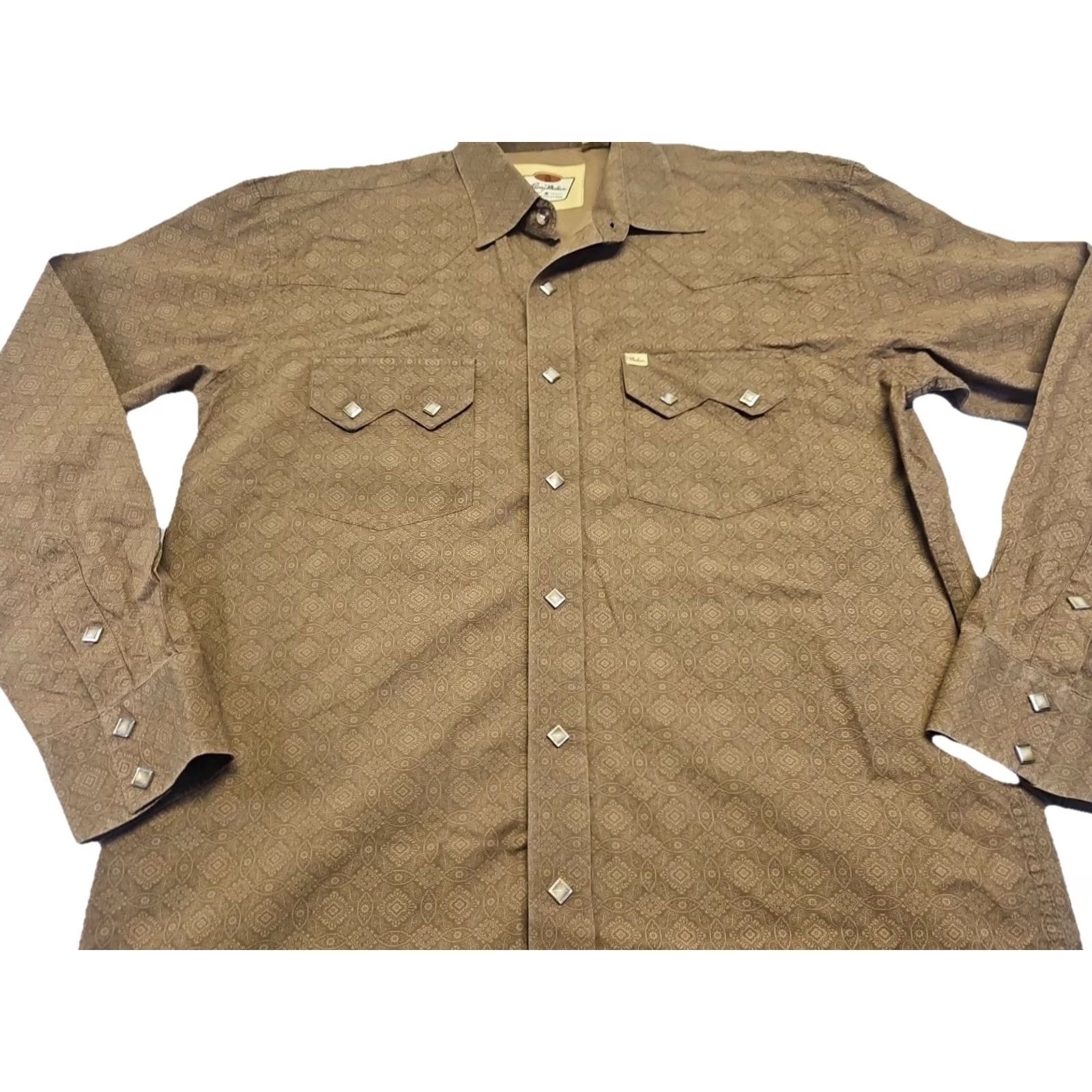 Vintage Larry Mahan Cowboy Western Shirt Mens Large Brown Geometric Pearl Snap Y2K Size US L / EU 52-54 / 3 - 2 Thumbnail