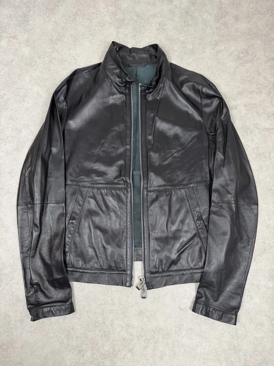 Emporio Armani SS2014 Emporio Armani Biker Symetric Black Leather Jacket Size US L / EU 52-54 / 3 - 5 Thumbnail