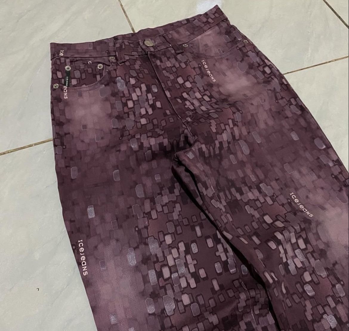 Iceberg Vintage 90s Ice Jeans by Ice Berg Printed Flare Pants Size US 28 / EU 44 - 3 Thumbnail