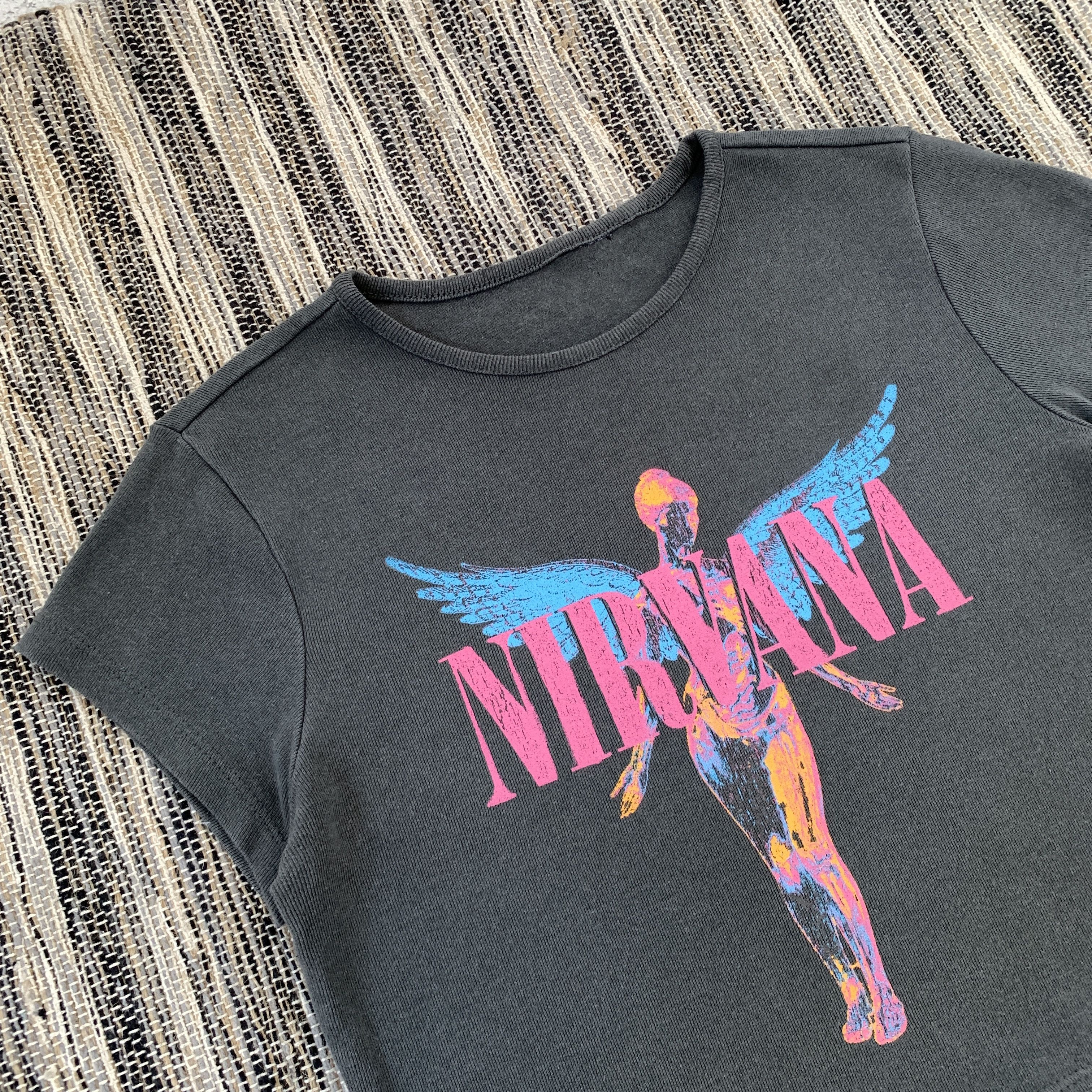 Nirvana Nirvana Women's Graphic Crop Top Tee Shirt Grey Size M / US 6-8 / IT 42-44 - 4 Thumbnail