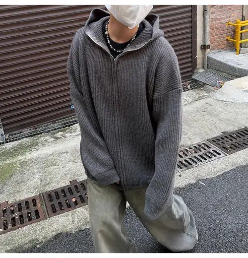 Other Stylish Oversized Hooded Sweater in Gray Size US M / EU 48-50 / 2 - 1 Thumbnail