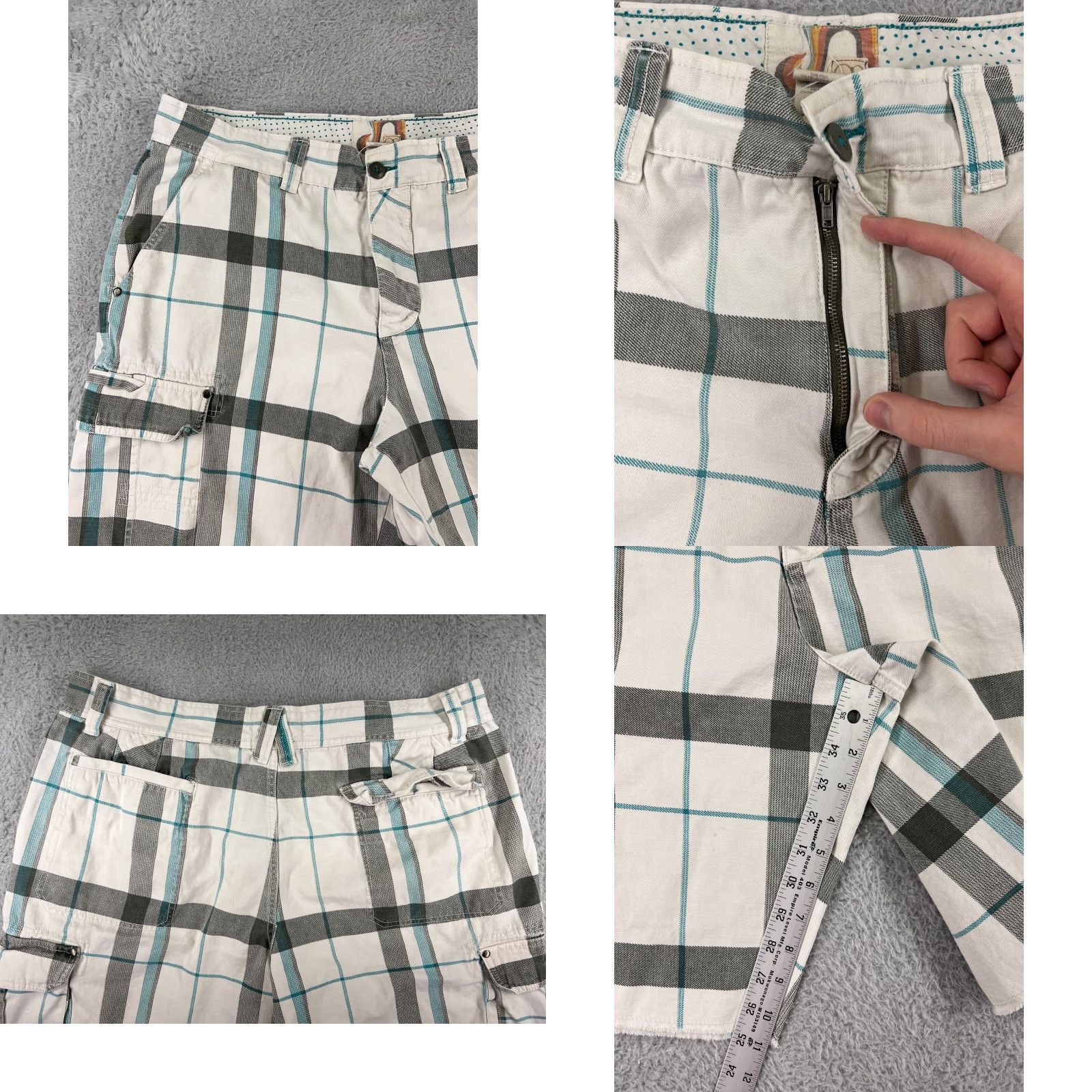 Ocean Pacific Ocean Pacific Shorts Mens 40 White Gray Plaid Cargo 100% Cotton Skateboard Size US 40 / EU 56 - 8 Thumbnail