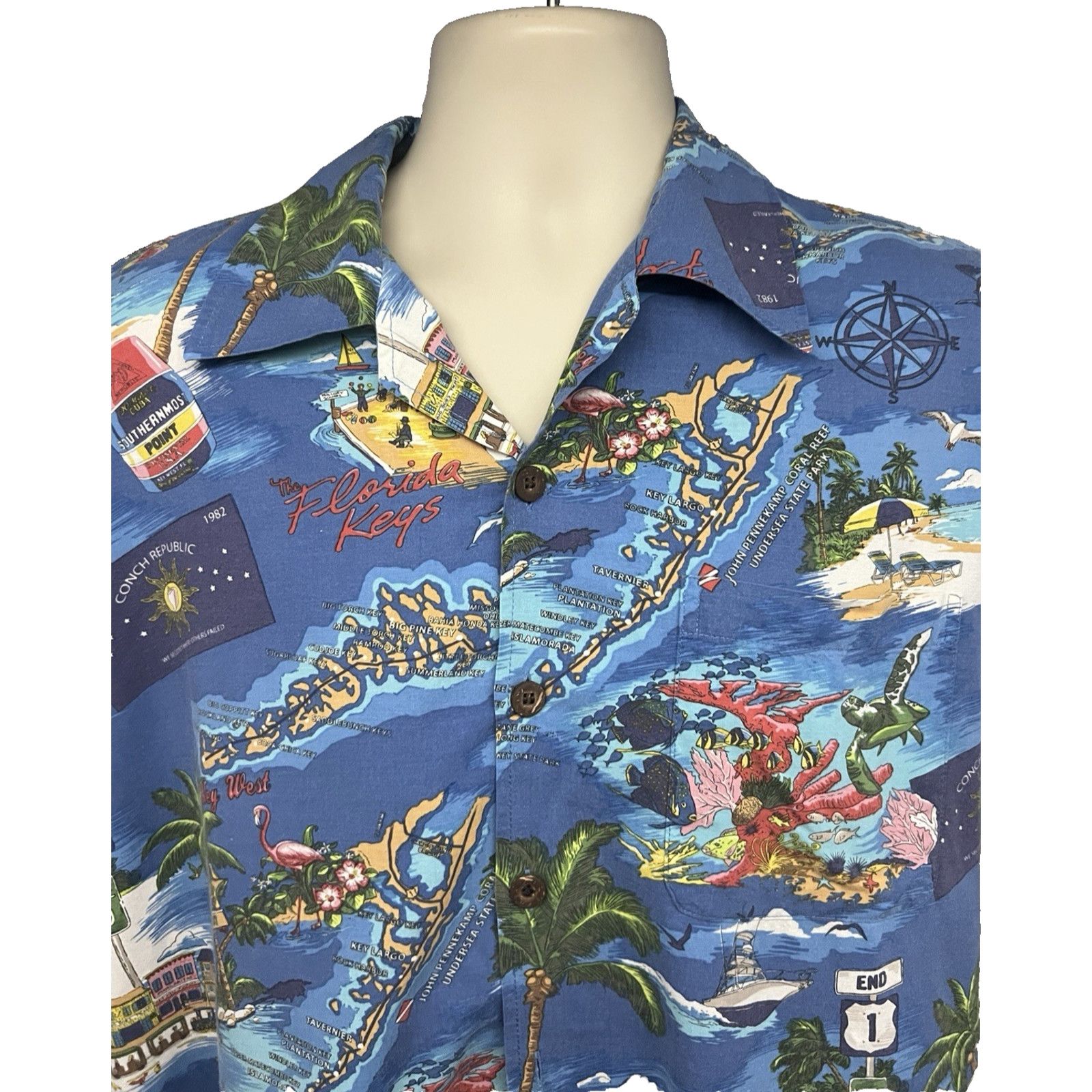 Vintage David Carey Blue Hawaiian Button Up Shirt Mens Large Pocket Size US L / EU 52-54 / 3 - 4 Thumbnail