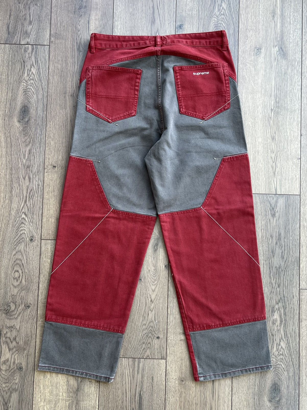 Supreme Supreme 2-Tone Paneled Denim Jeans “Red” 32 Size US 32 / EU 48 - 2 Thumbnail