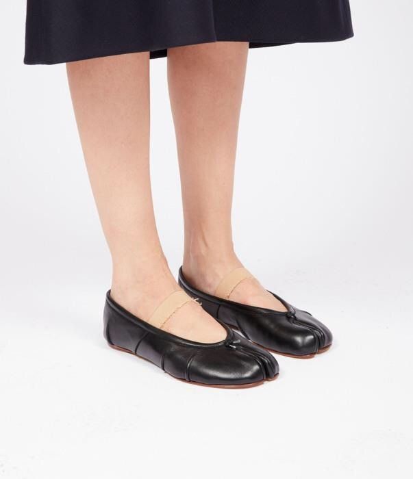 Maison Margiela o1bcso1str0226 Tabi Ballerina Elastic Band Flats in Black Size US 8 / IT 38 - 5 Thumbnail