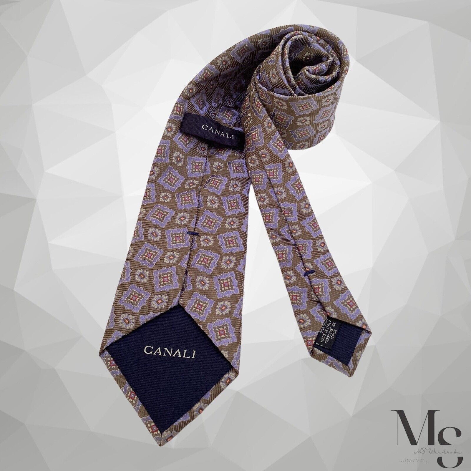 Canali CANALI Brown Purple Medallion Print Silk Tie Made In Italy W Size ONE SIZE - 1 Thumbnail