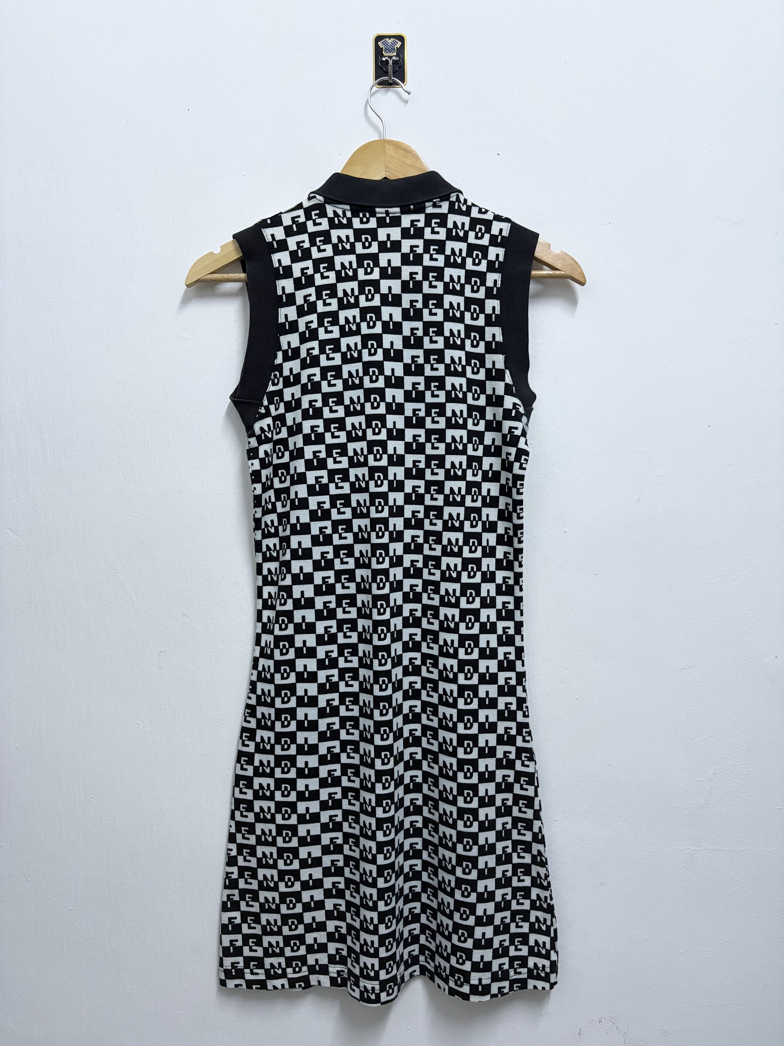 Fendi Vintage 90's Fendi Mare Black Monogram Midi Dress Size S / US 4 / IT 40 - 2 Thumbnail