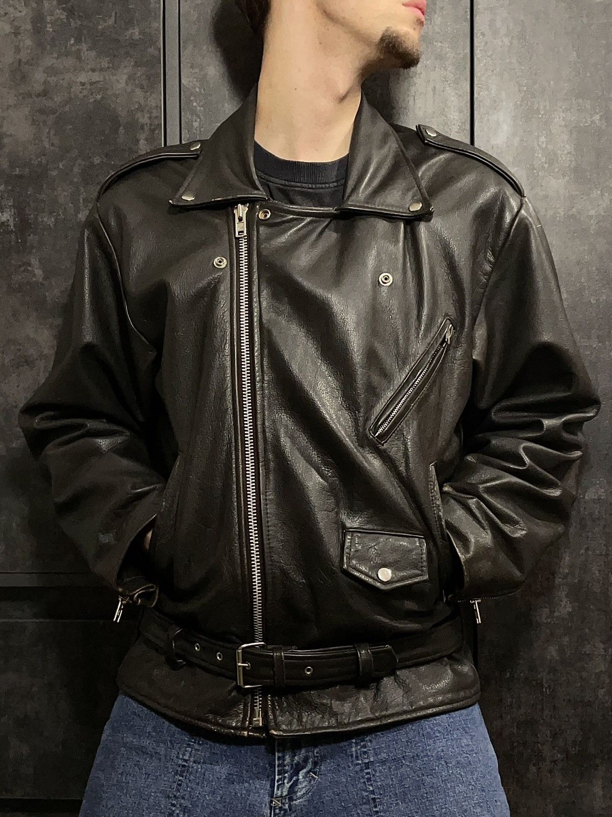 Vintage Vintage 90s Leather Biker Jacket Size US L / EU 52-54 / 3 - 4 Thumbnail