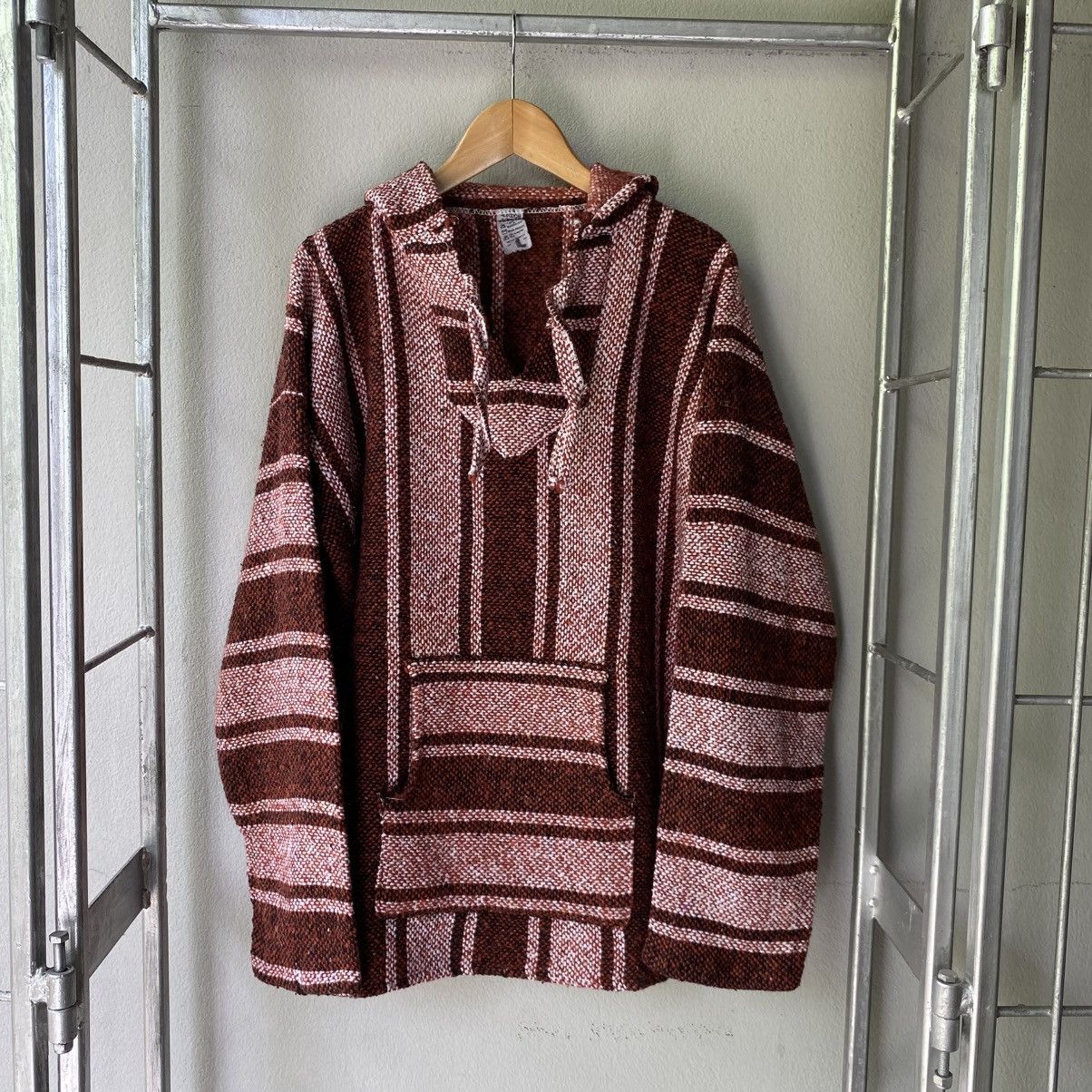 Vintage Brown & Pink Striped Baja Hoodie Size US M / EU 48-50 / 2 - 1 Thumbnail