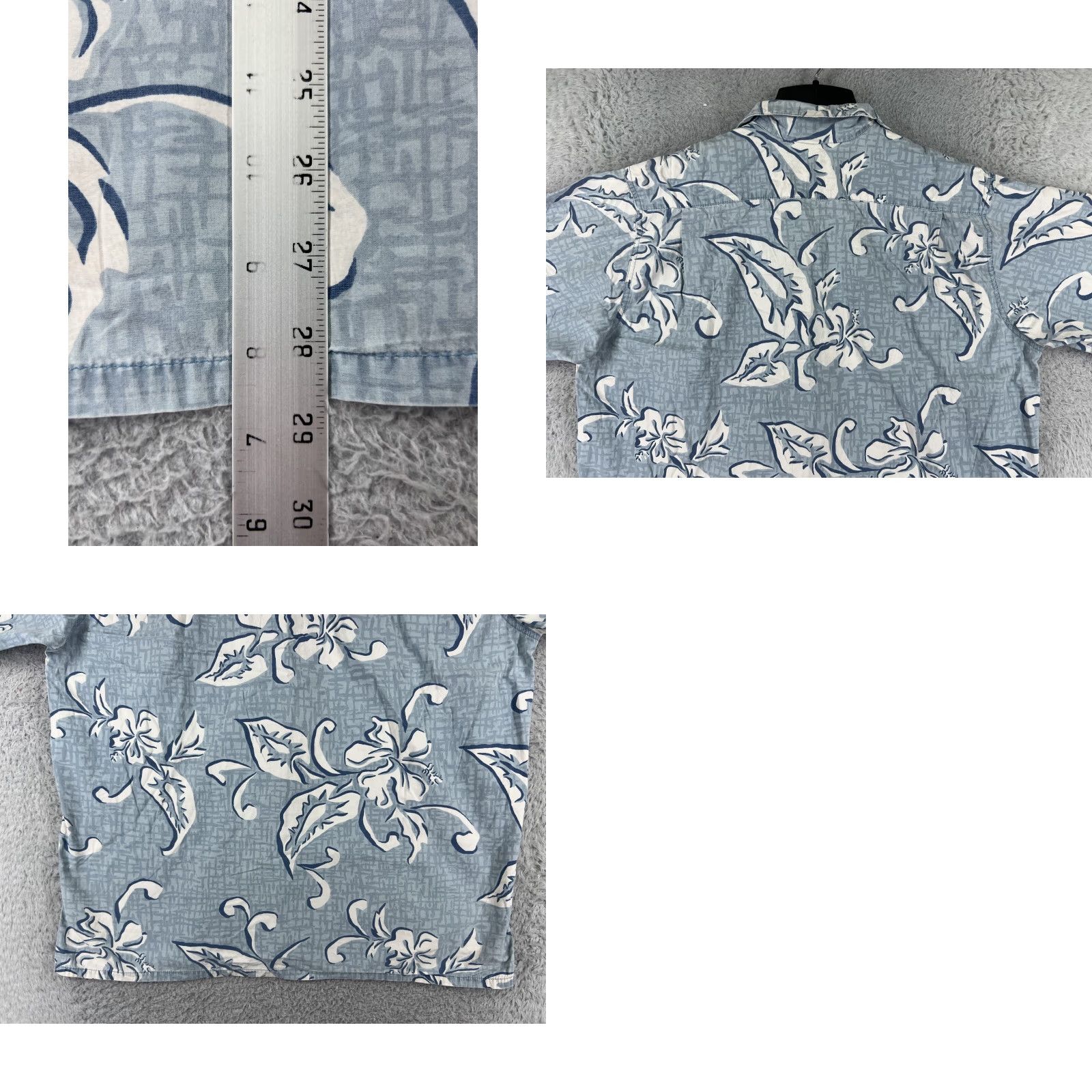 Vivobarefoot VINTAGE Go Barefoot Hawaiian Shirt Mens L Blue White Floral 100% cotton Button-Up Short Sleeve Collared Shirt Size US L / EU 52-54 / 3 - 9 Thumbnail