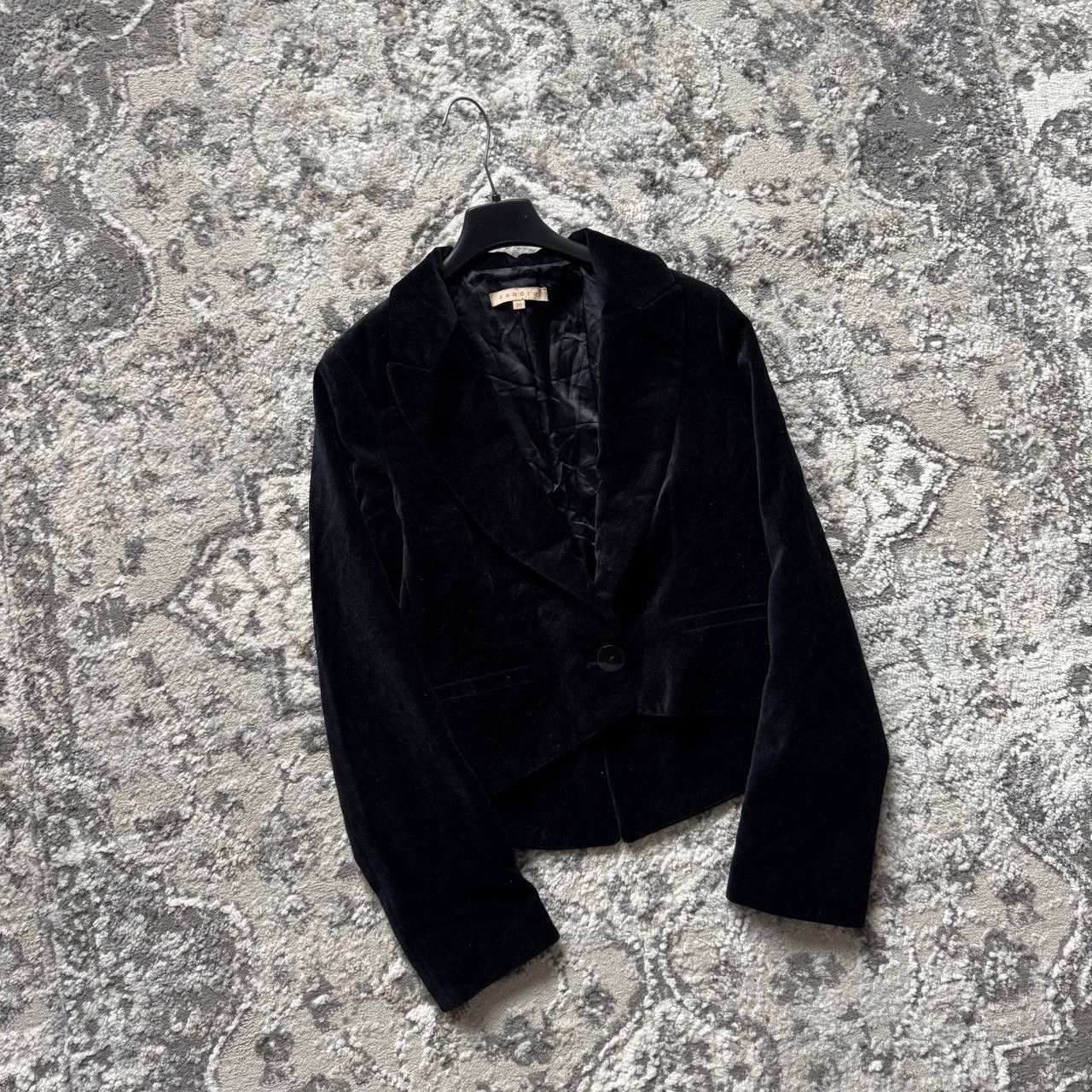 Sandro Sandro Velvet Velour Cropped Collared Blazer Jacket Size XS / US 0-2 / IT 36-38 - 2 Thumbnail