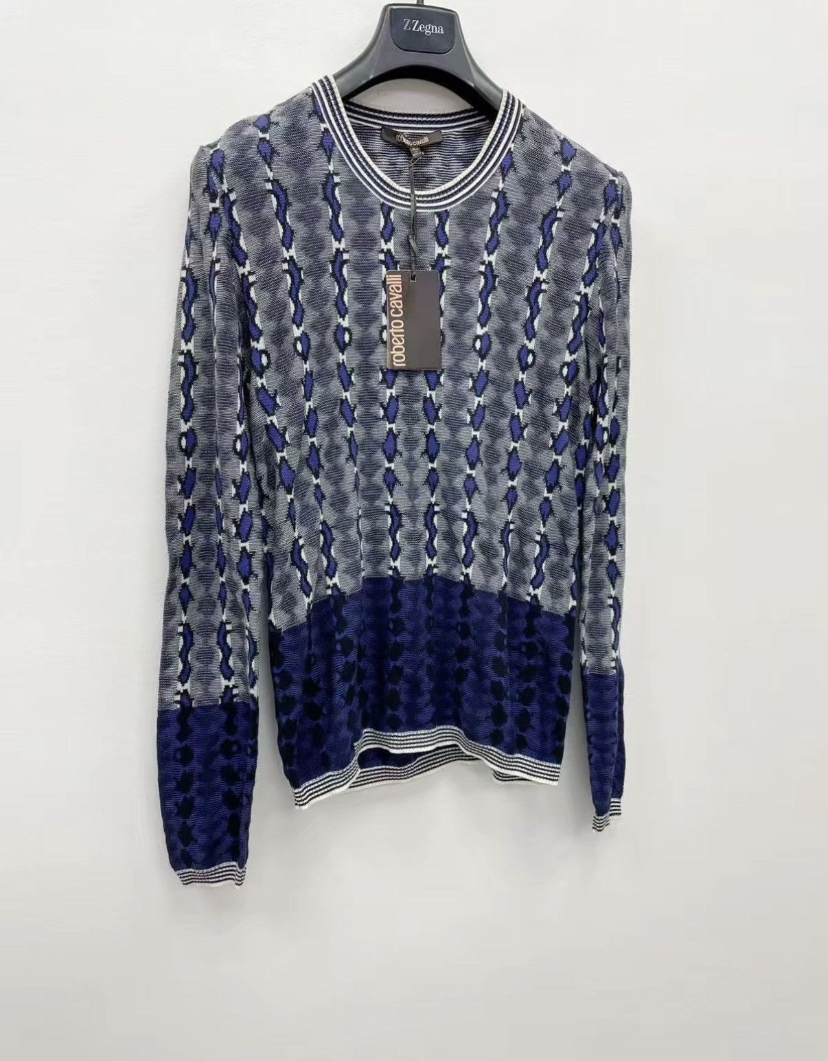 Roberto Cavalli Roberto Cavalli 100% Cotton Pattern Knit Sweater J30 Size US M / EU 48-50 / 2 - 2 Thumbnail