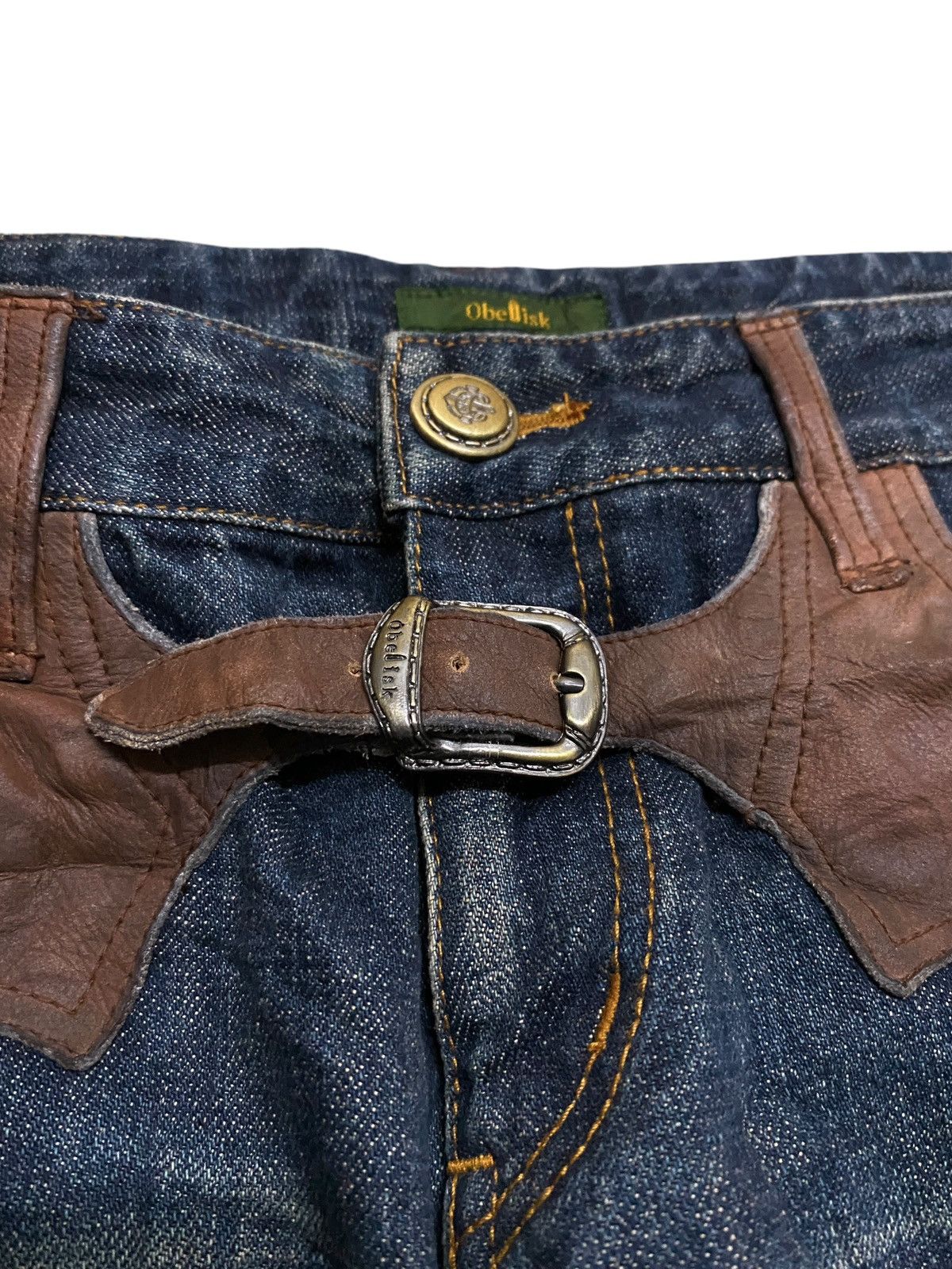 Obelisk Very Rare Vintage Brand Obelisk Flared Ripped Jeans 1990s Size US 30 / EU 46 - 5 Thumbnail