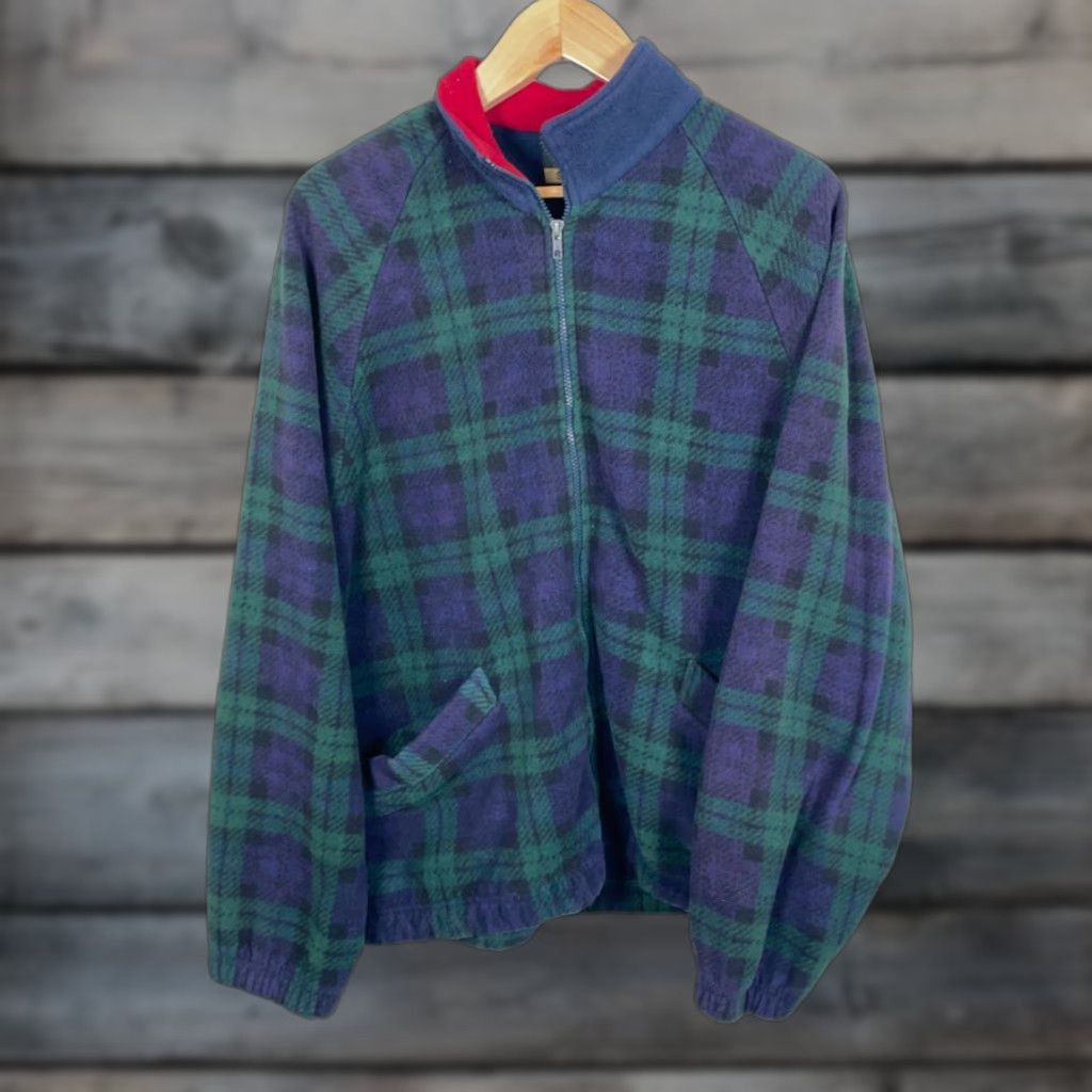 Vintage VINTAGE Authentic Sport Tartan Plaid Fleece Zip Up Jacket Men L Blue Green Unlined 90s Retro Pockets Full Zip Size US L / EU 52-54 / 3 - 1 Thumbnail