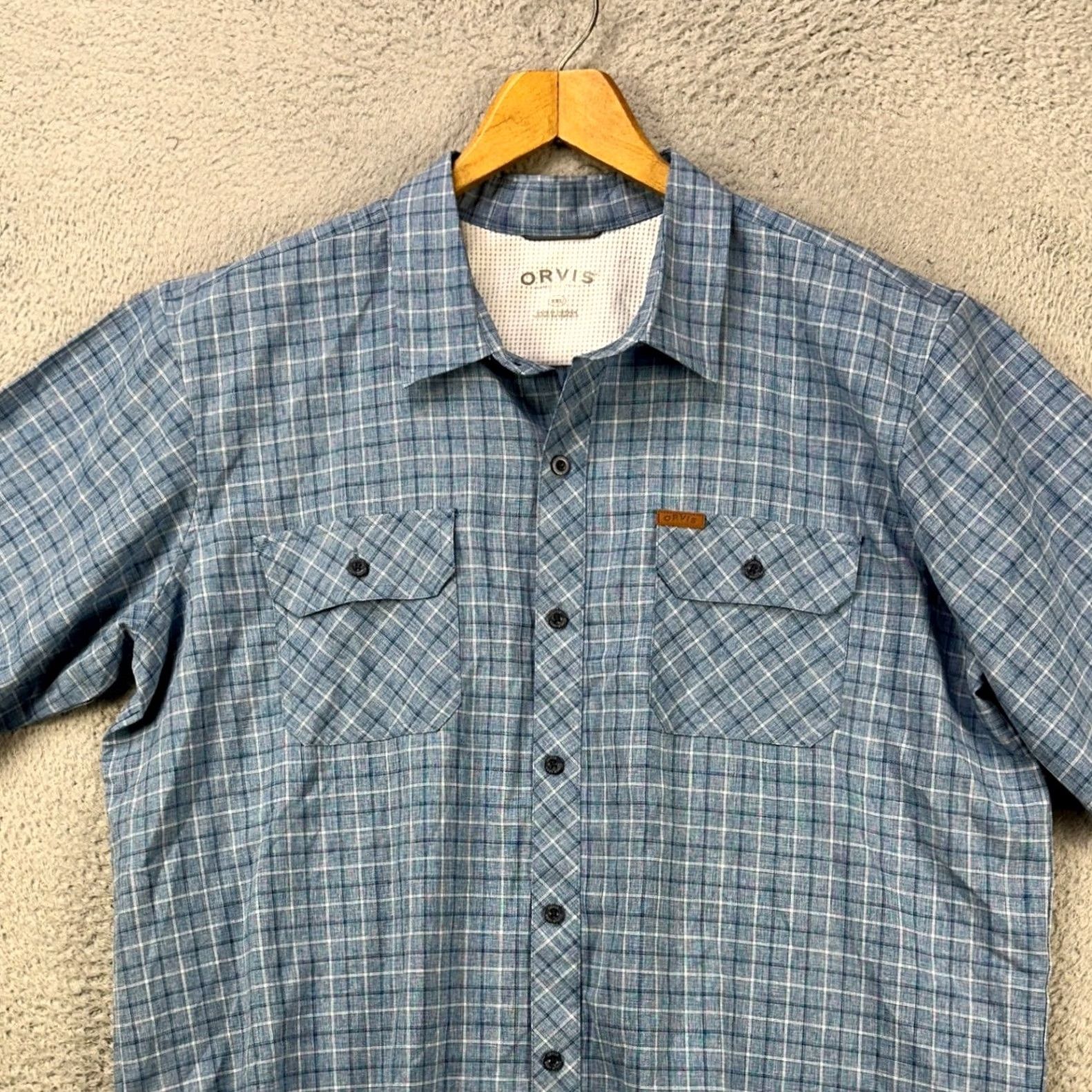 Orvis Orvis Shirt Button Up Men 2XL Blue Plaid Short Sleeve Flap Pocket Classic Casual Size US XXL / EU 58 / 5 - 2 Thumbnail