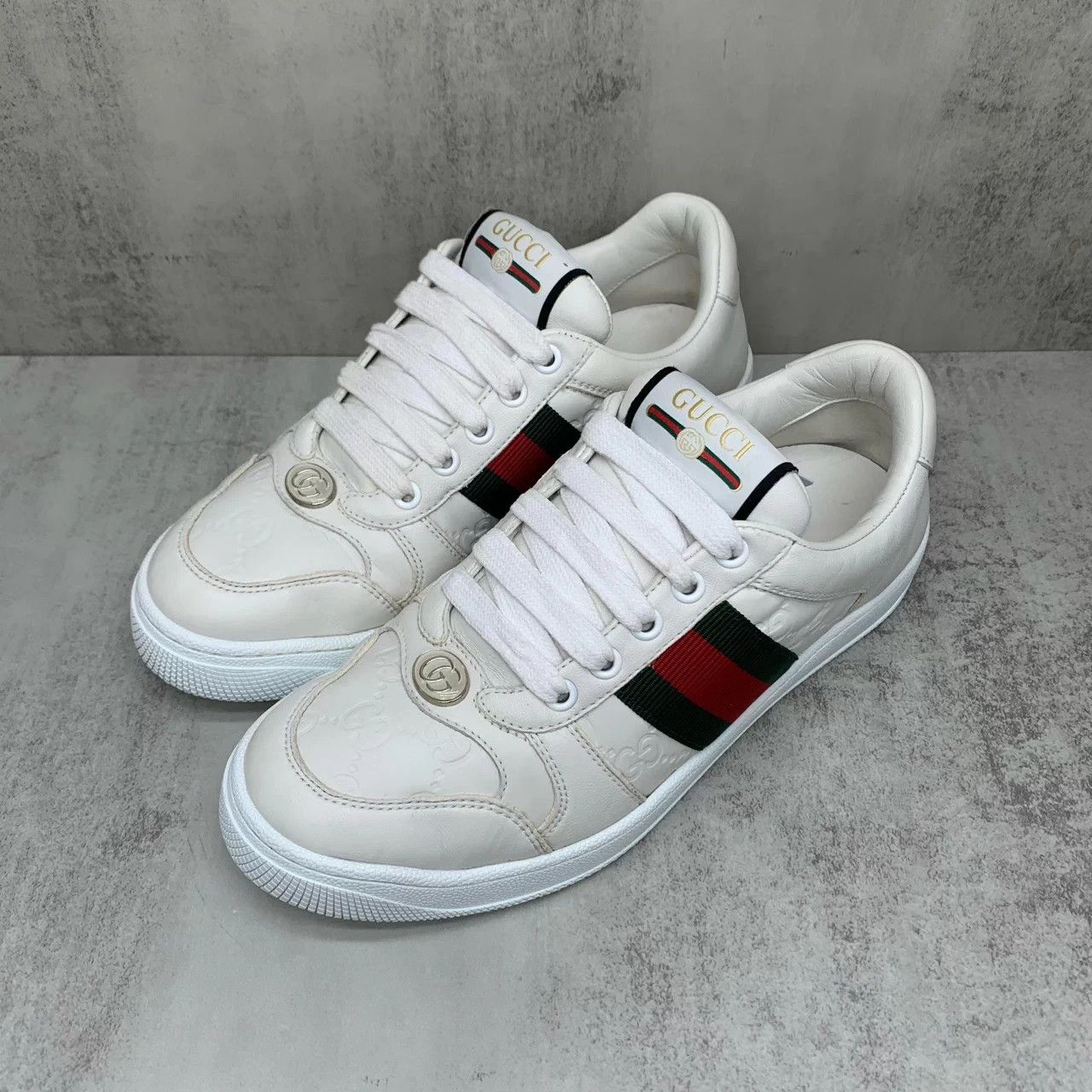 Gucci Gucci GG white low-top sneakers size 36 mint Size US 5 / IT 35 - 1 Thumbnail