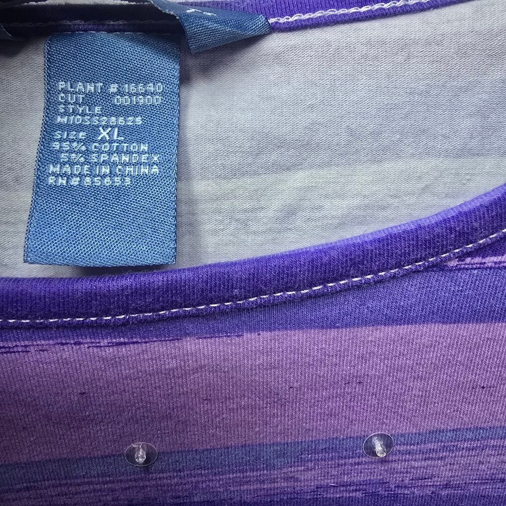 The Unbranded Brand Women's Koret Purple Striped Long Sleeve Tee XL Size XL / US 12-14 / IT 48-50 - 4 Thumbnail